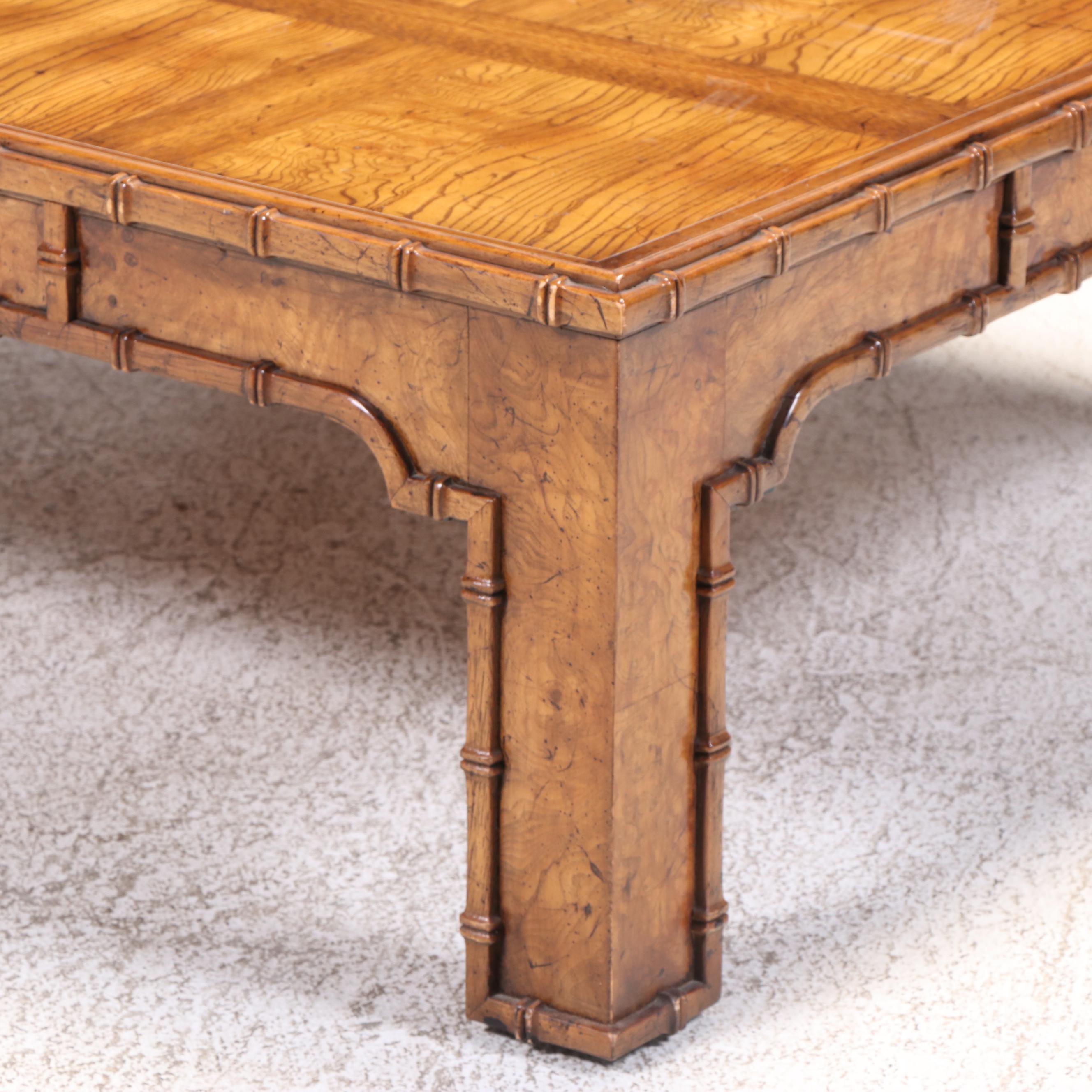 Drexel Heritage "Windward" Oak and Elm Chinoiserie Coffee Table, Circa 1970