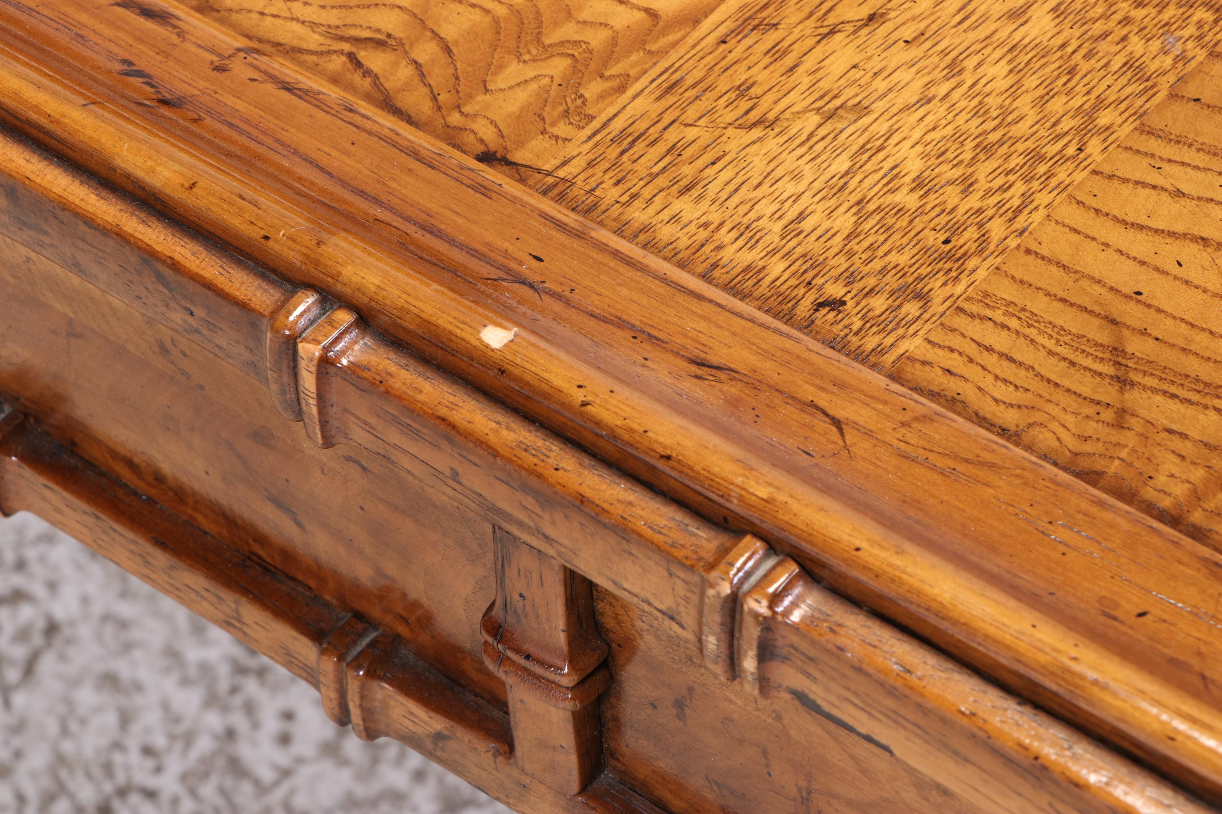 Drexel Heritage "Windward" Oak and Elm Chinoiserie Coffee Table, Circa 1970