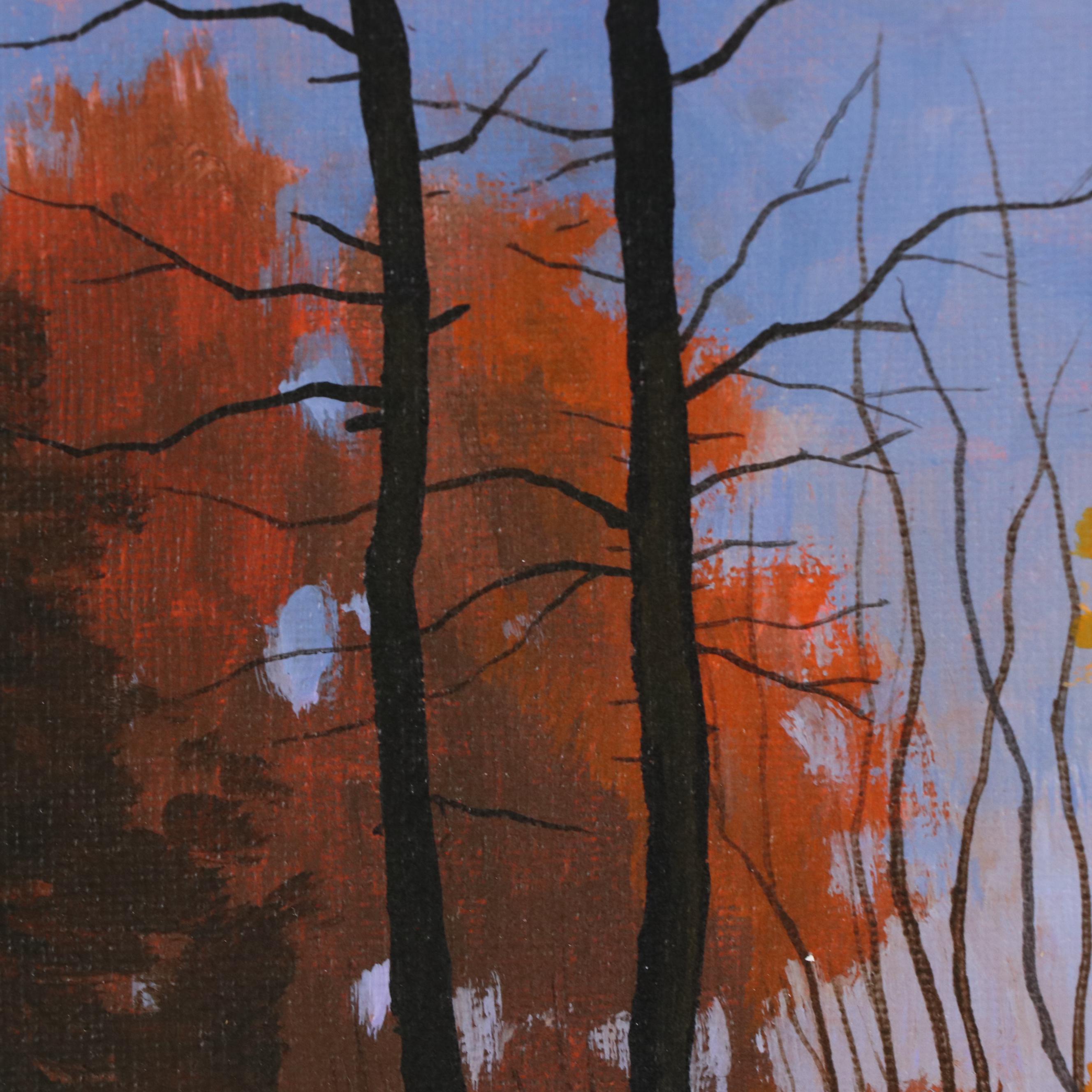 Douglas “Bumo” Johnpeer Forest Landscape Oil Painting "Fall Morning