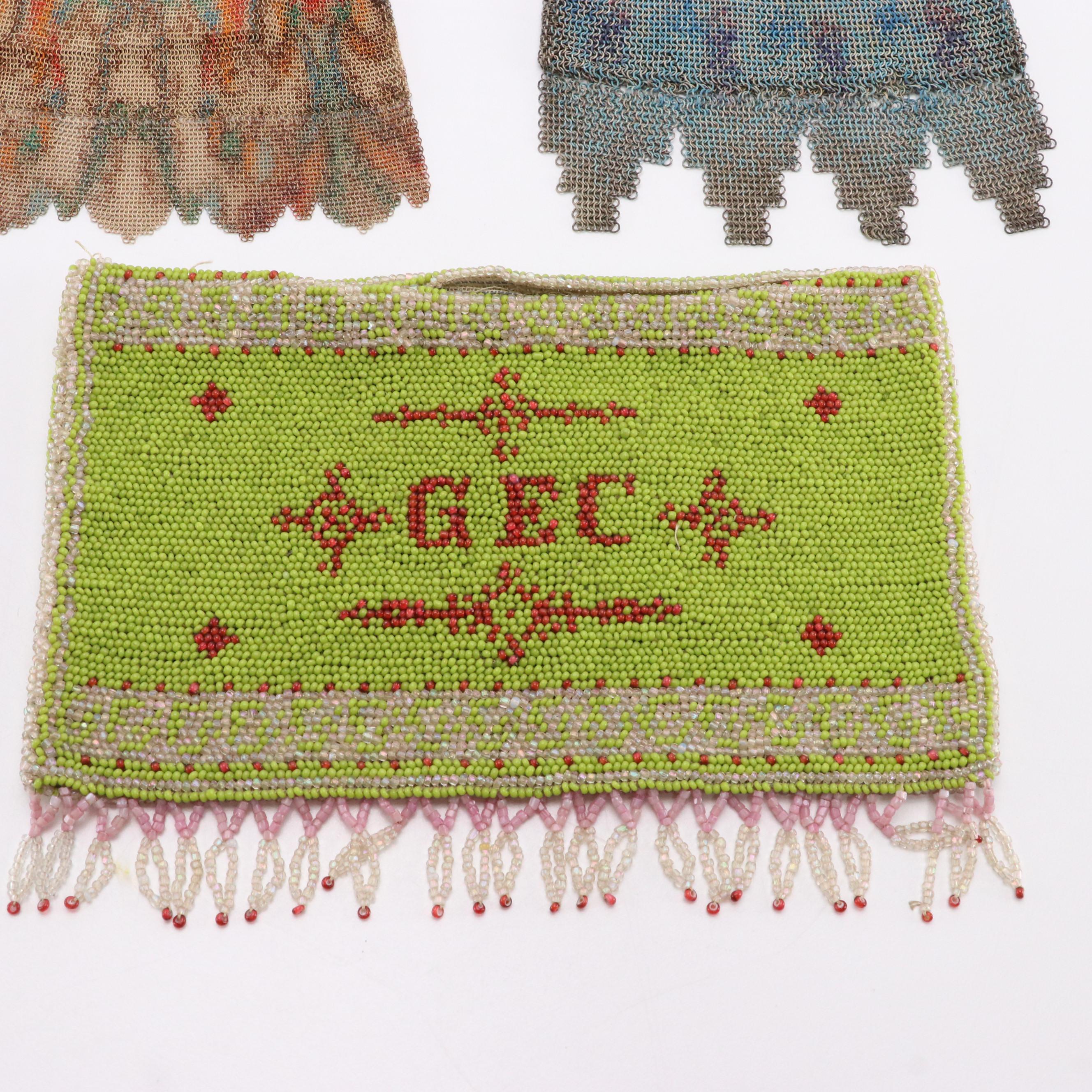 Whiting & Davis and German Enameled Armor Mesh Bags, Other Beaded Pouch