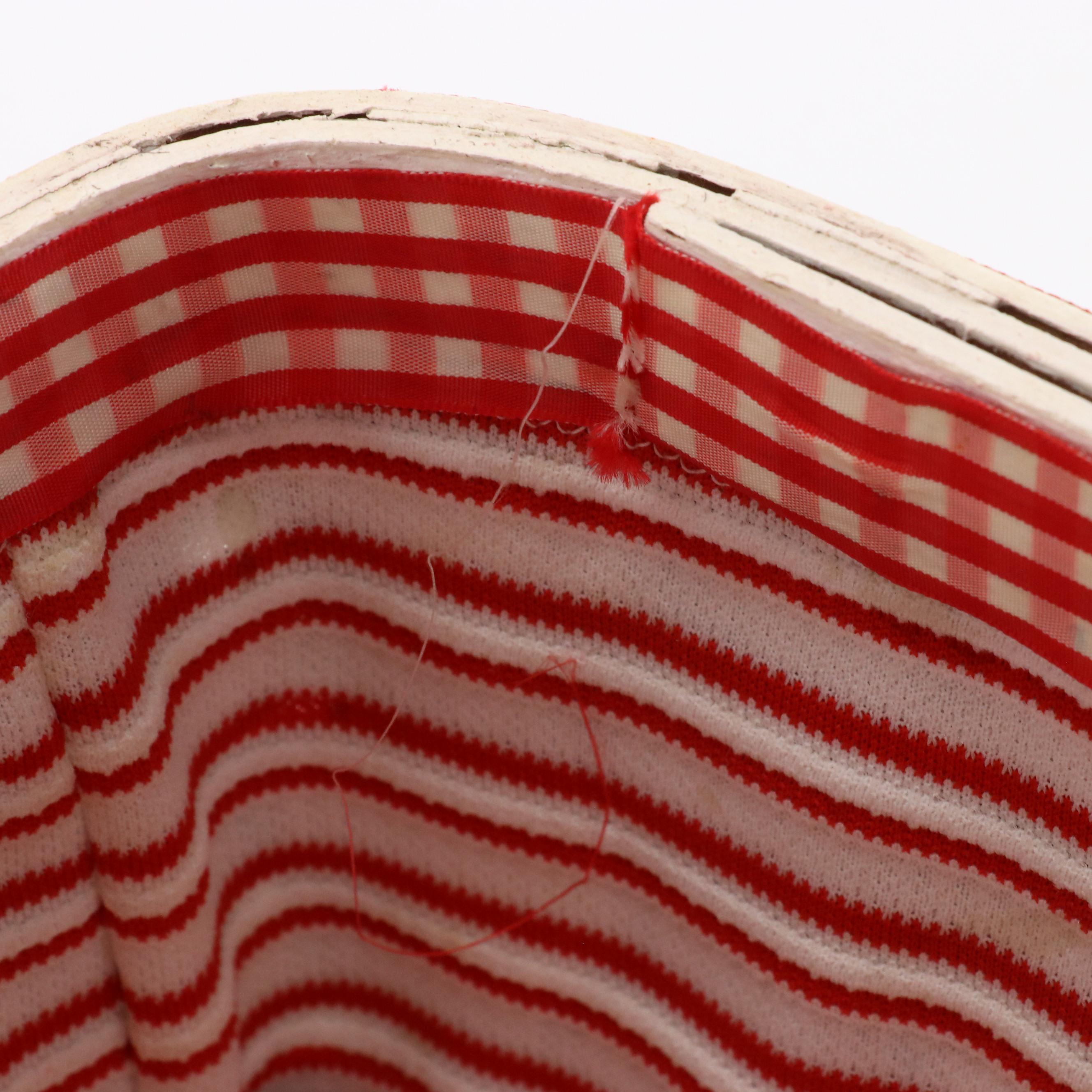 Vintage Hand-Painted and Strawberry Decoupaged Woven Wood Picnic Basket