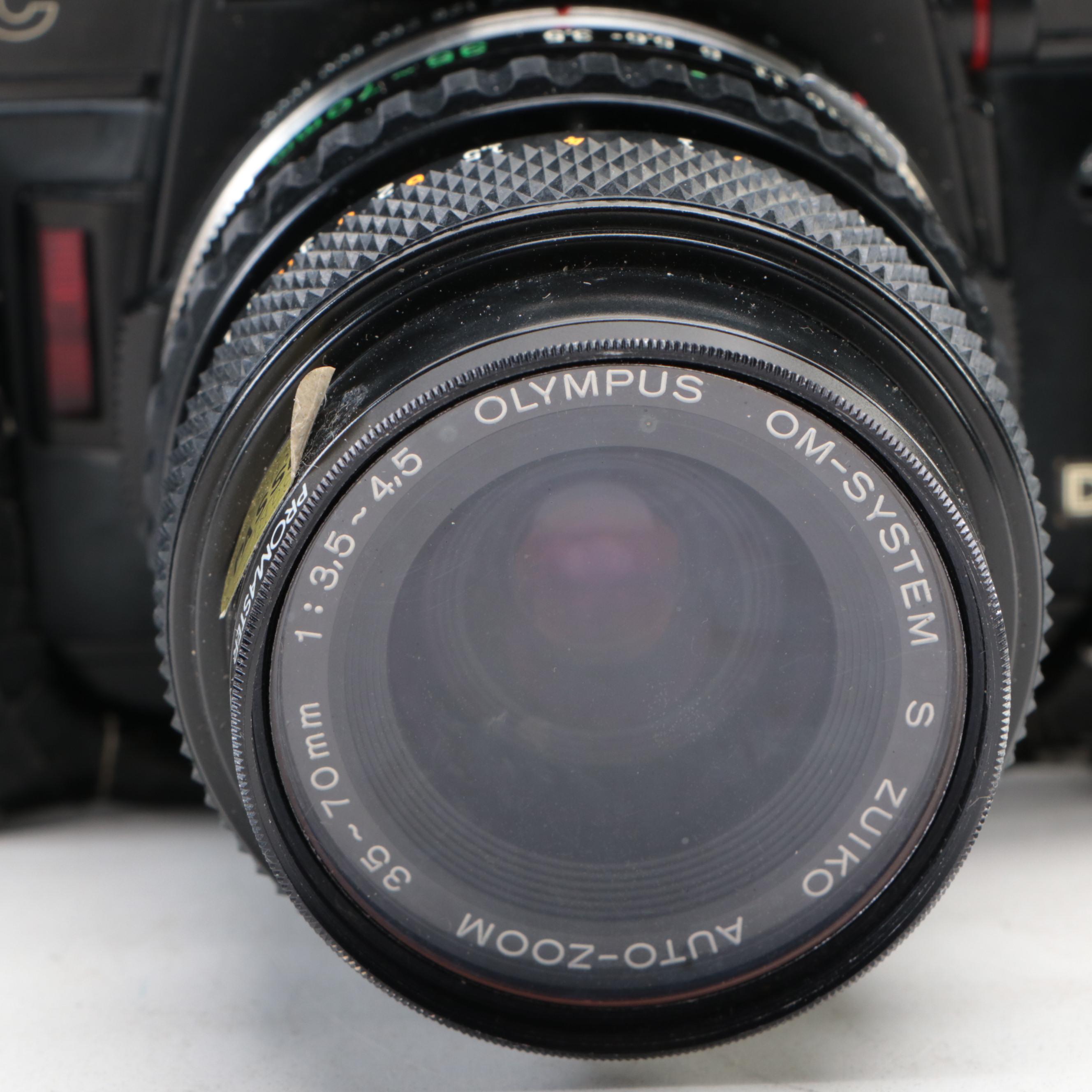 Olympus OM-PC SLR and 35–70mm f/3.4–4.5 Lens with Promaster Macro Lens and More