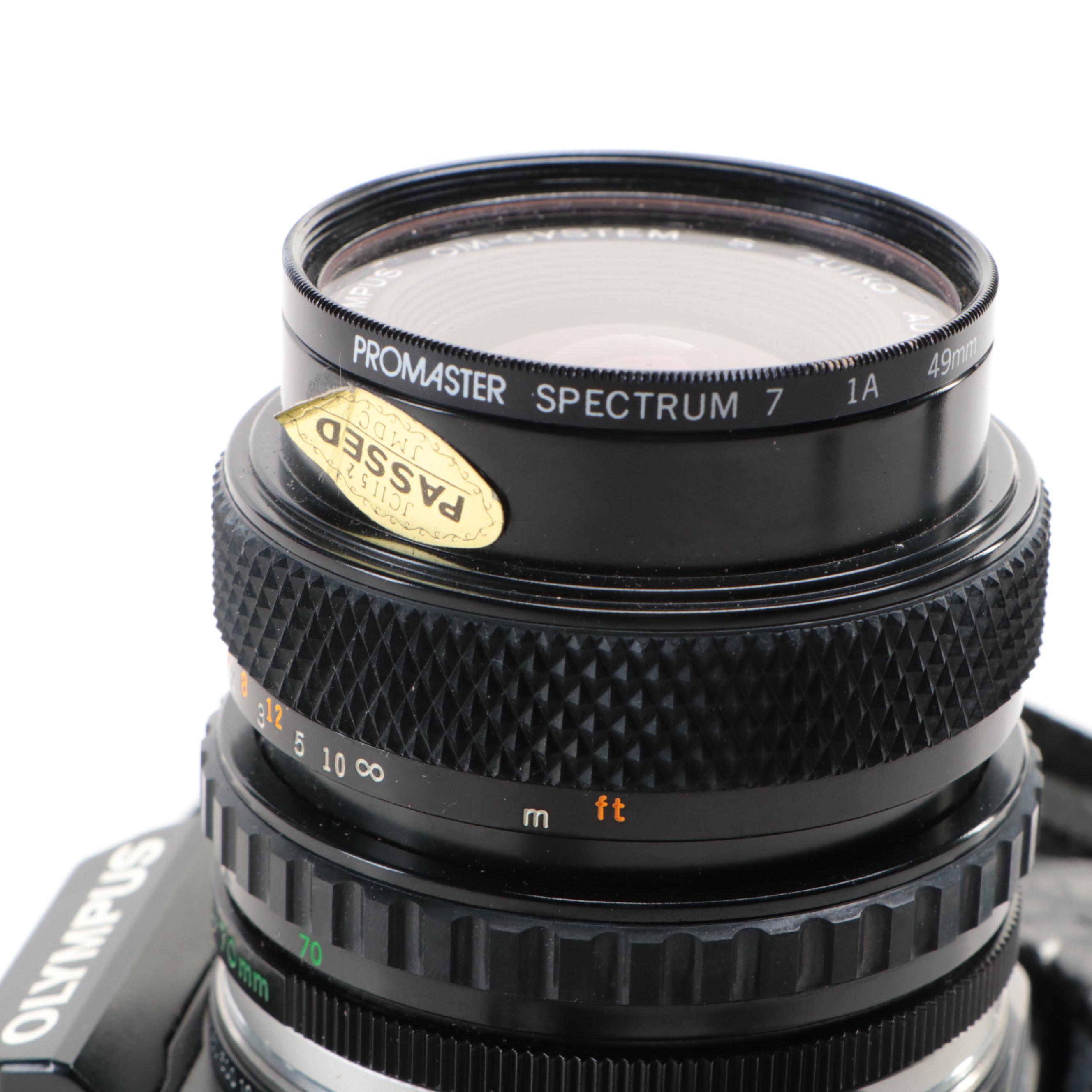 Olympus OM-PC SLR and 35–70mm f/3.4–4.5 Lens with Promaster Macro Lens and More