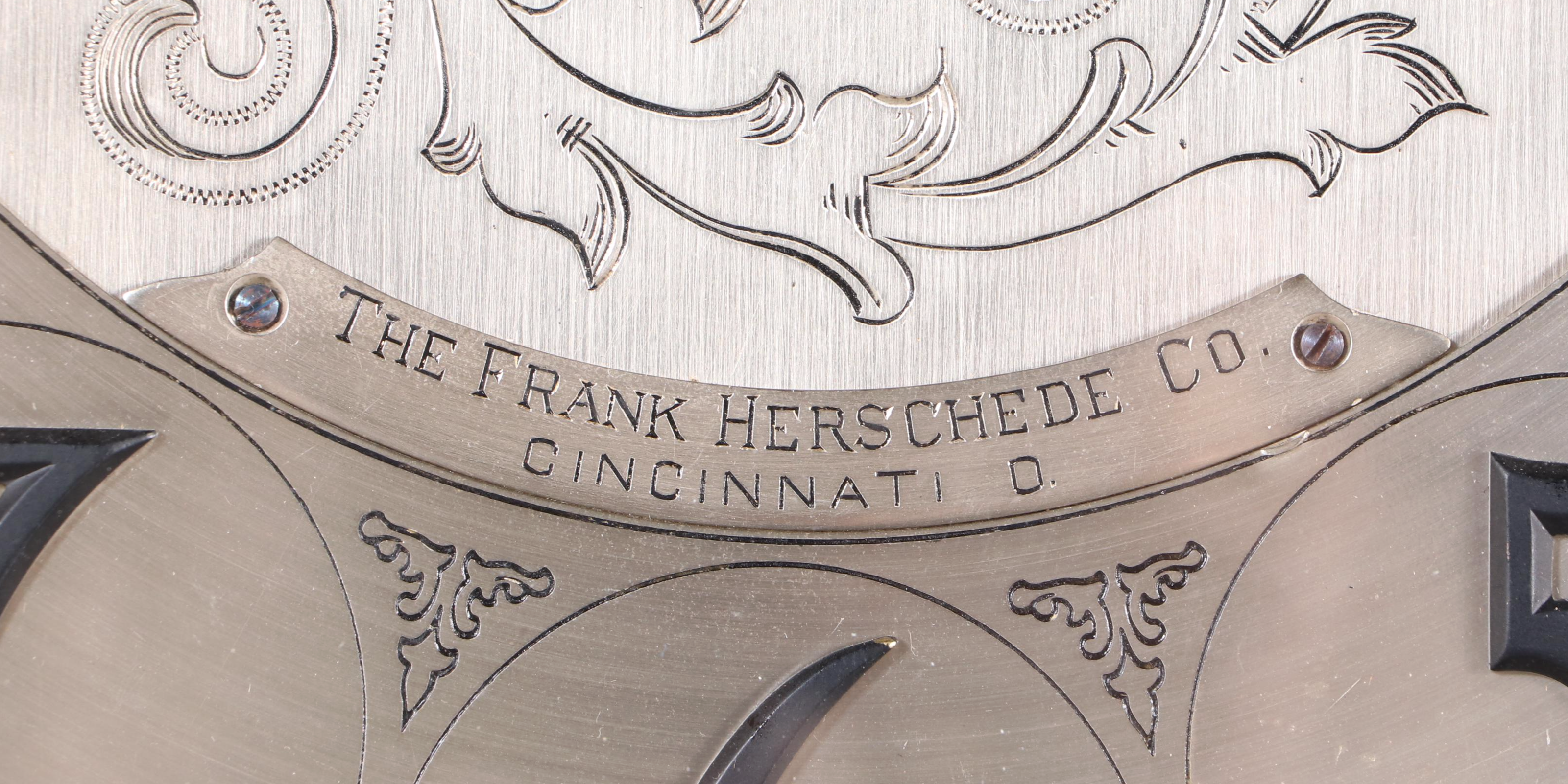 Frank Herschede Mahogany Grandfather Clock, Early to Mid-20th Century