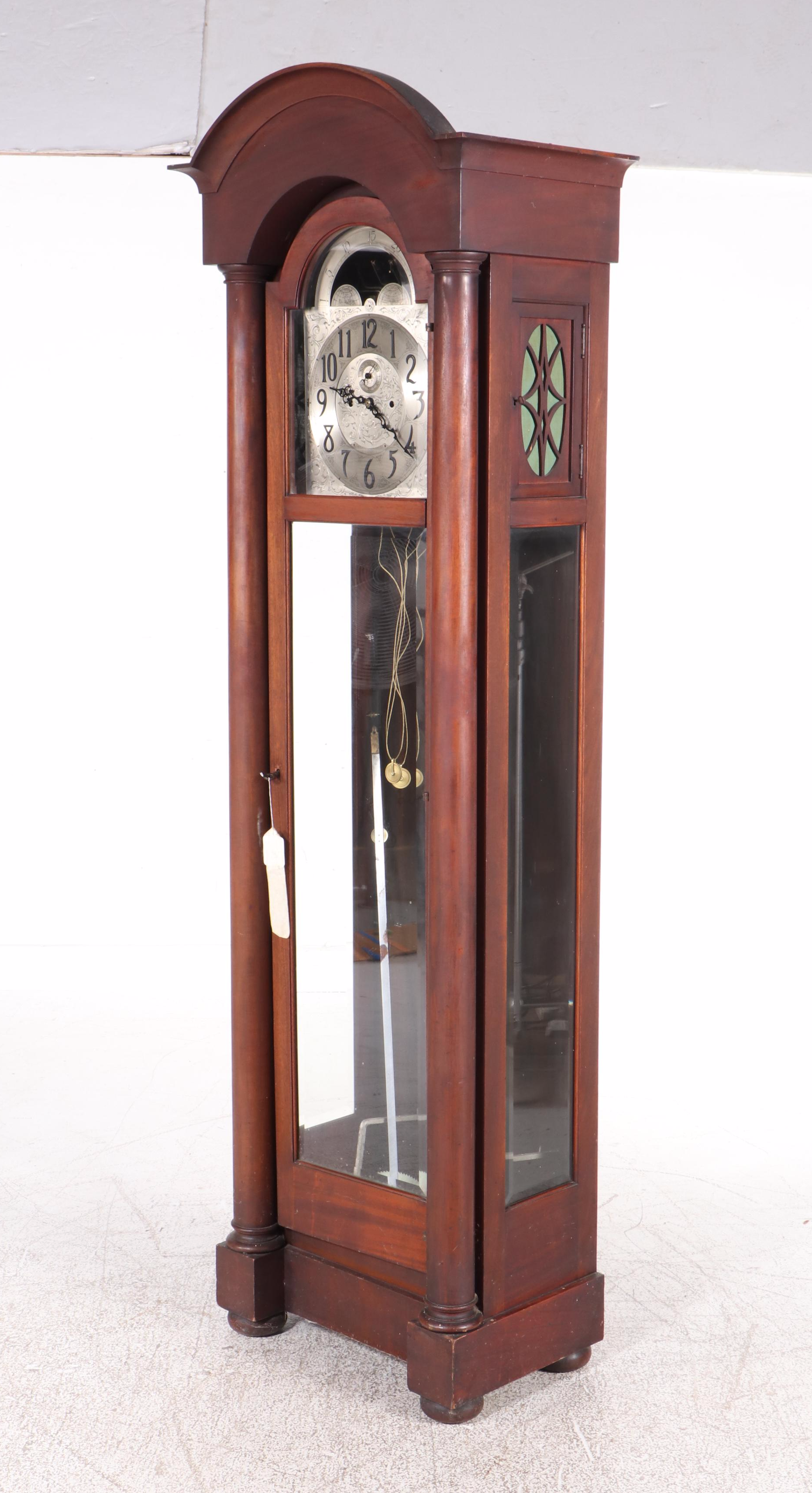 Frank Herschede Mahogany Grandfather Clock, Early to Mid-20th Century