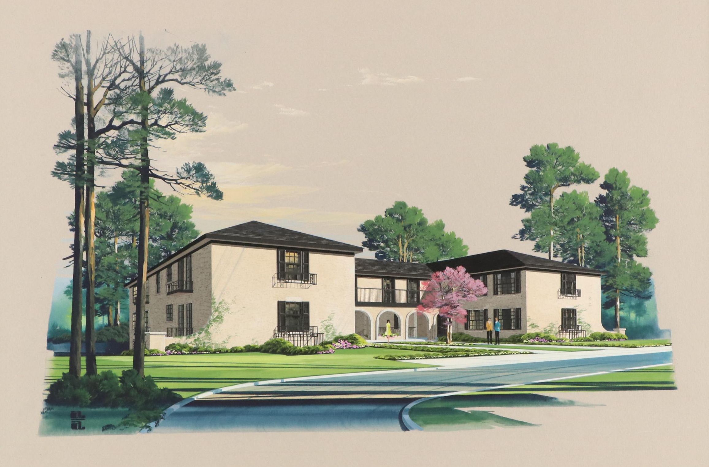 Art Associates Inc. Gouache Illustration Architectural Rendering for