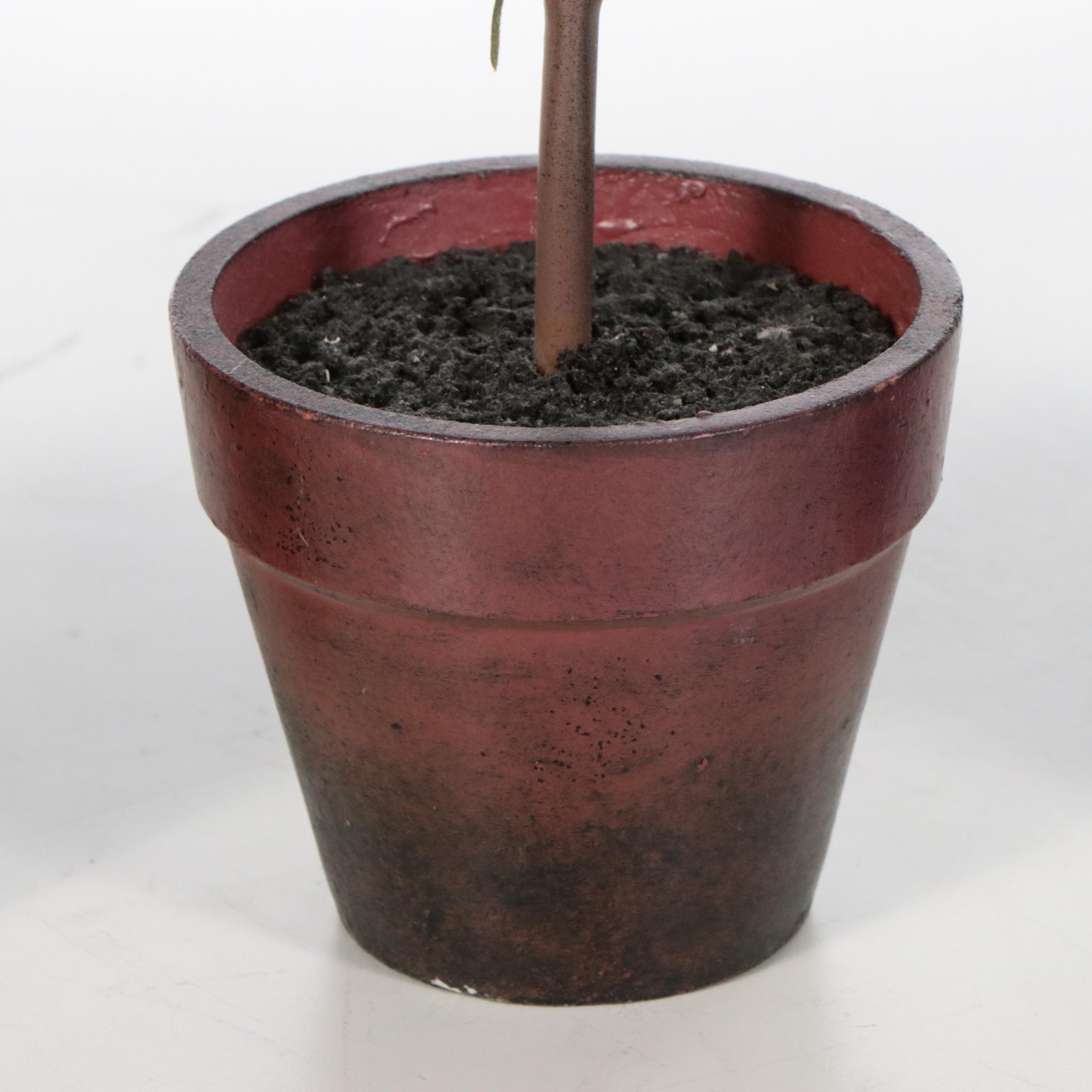 White Composite Wicker Planter Box, Faux Topiaries & Faux Lavender Tree, More