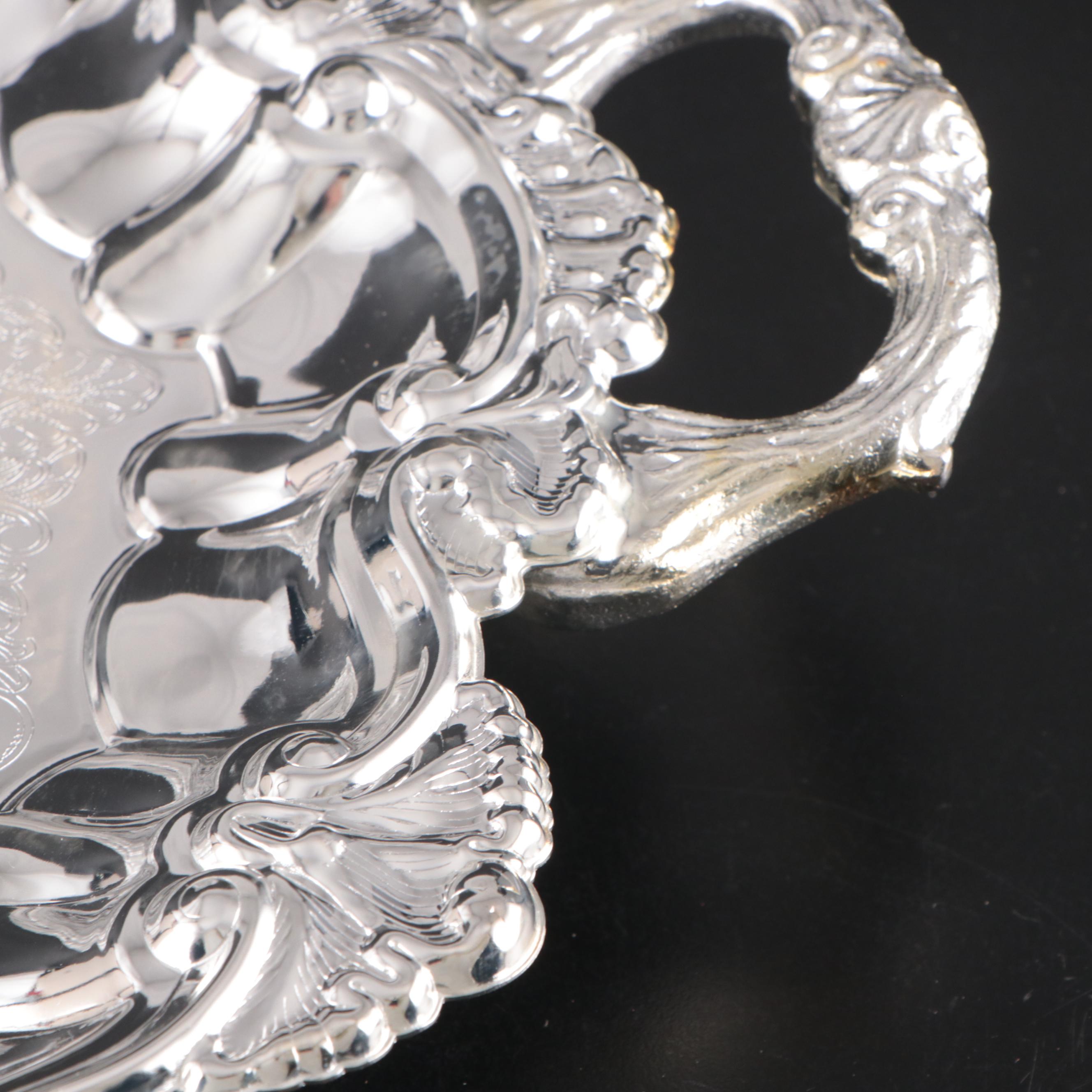 International Silver Co. "English Shell" Silver Plate Footed Waiter Tray