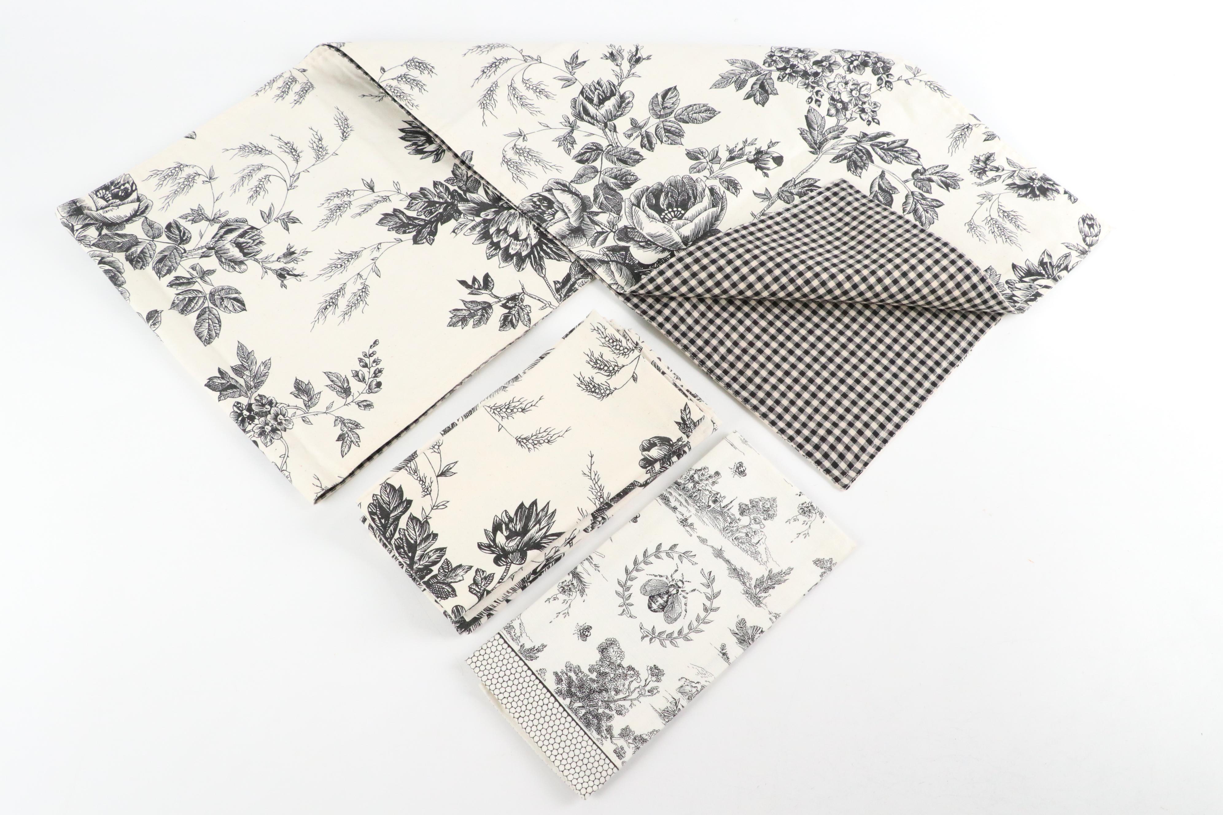 Ralph Lauren Tablecloth & More Black Gingham and Toile Table Linens