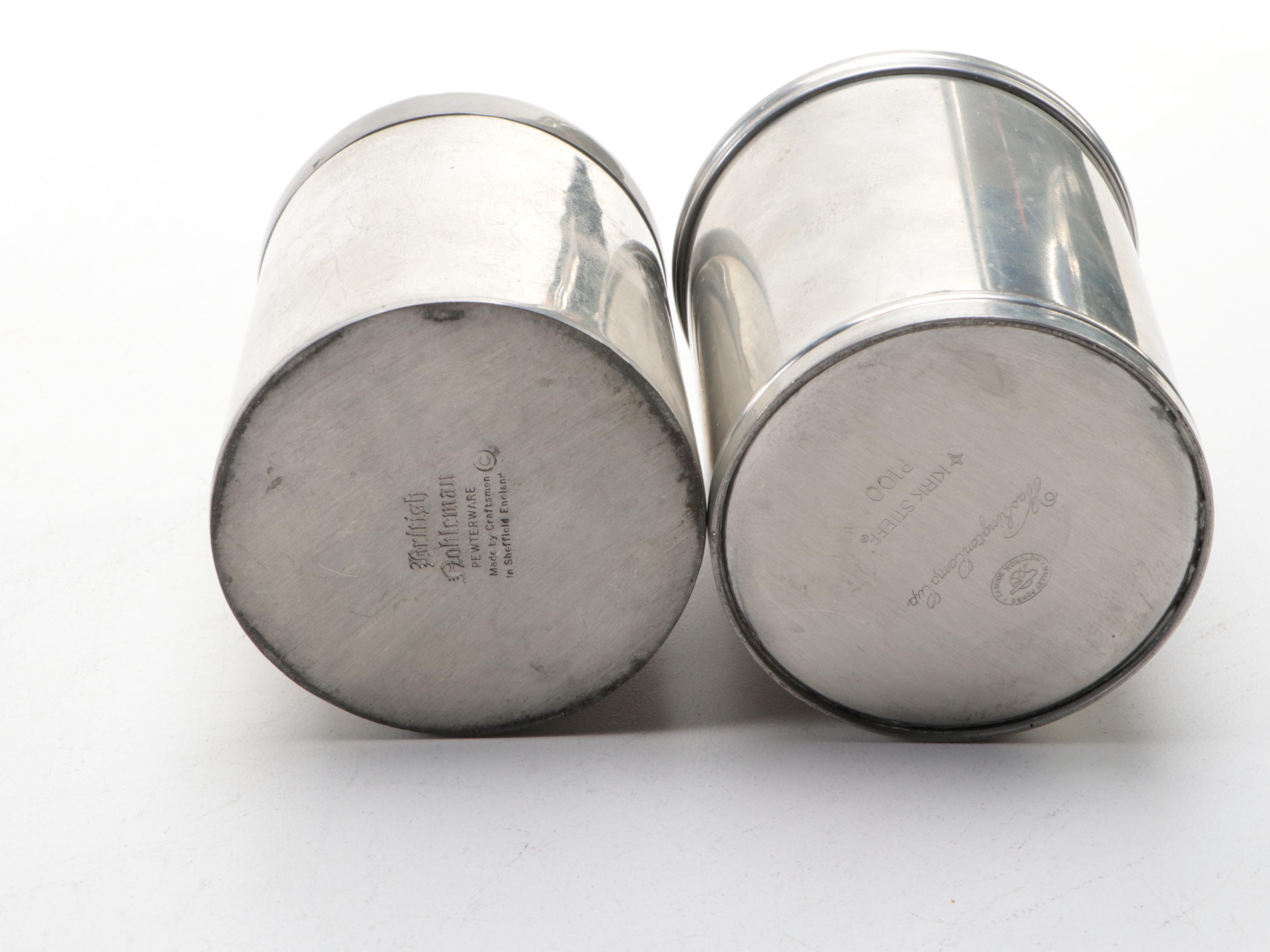 Kirk-Stieff Pewter Candlesticks with Other Shakers, Pot, Cup and Canister