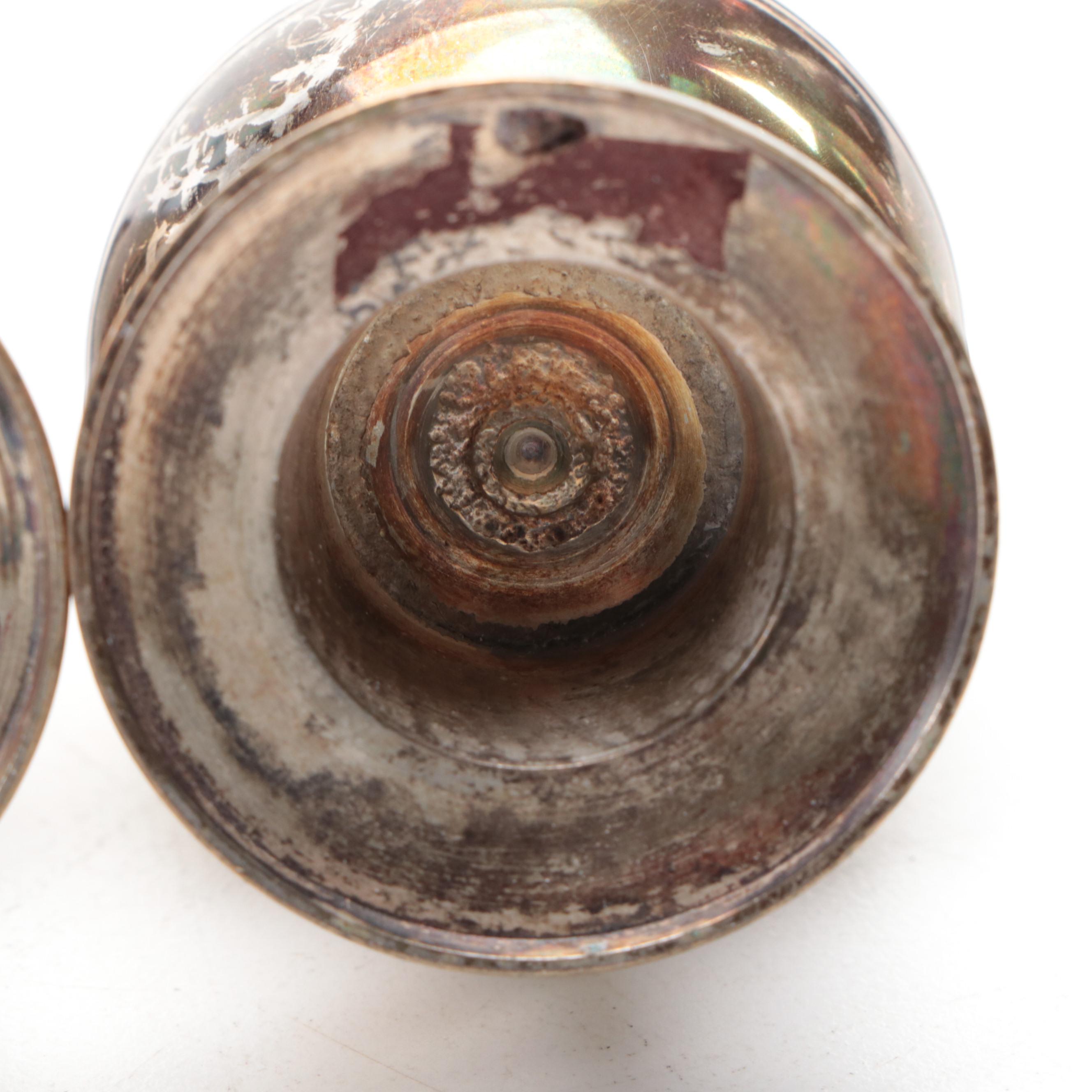 Kirk-Stieff Pewter Candlesticks with Other Shakers, Pot, Cup and Canister