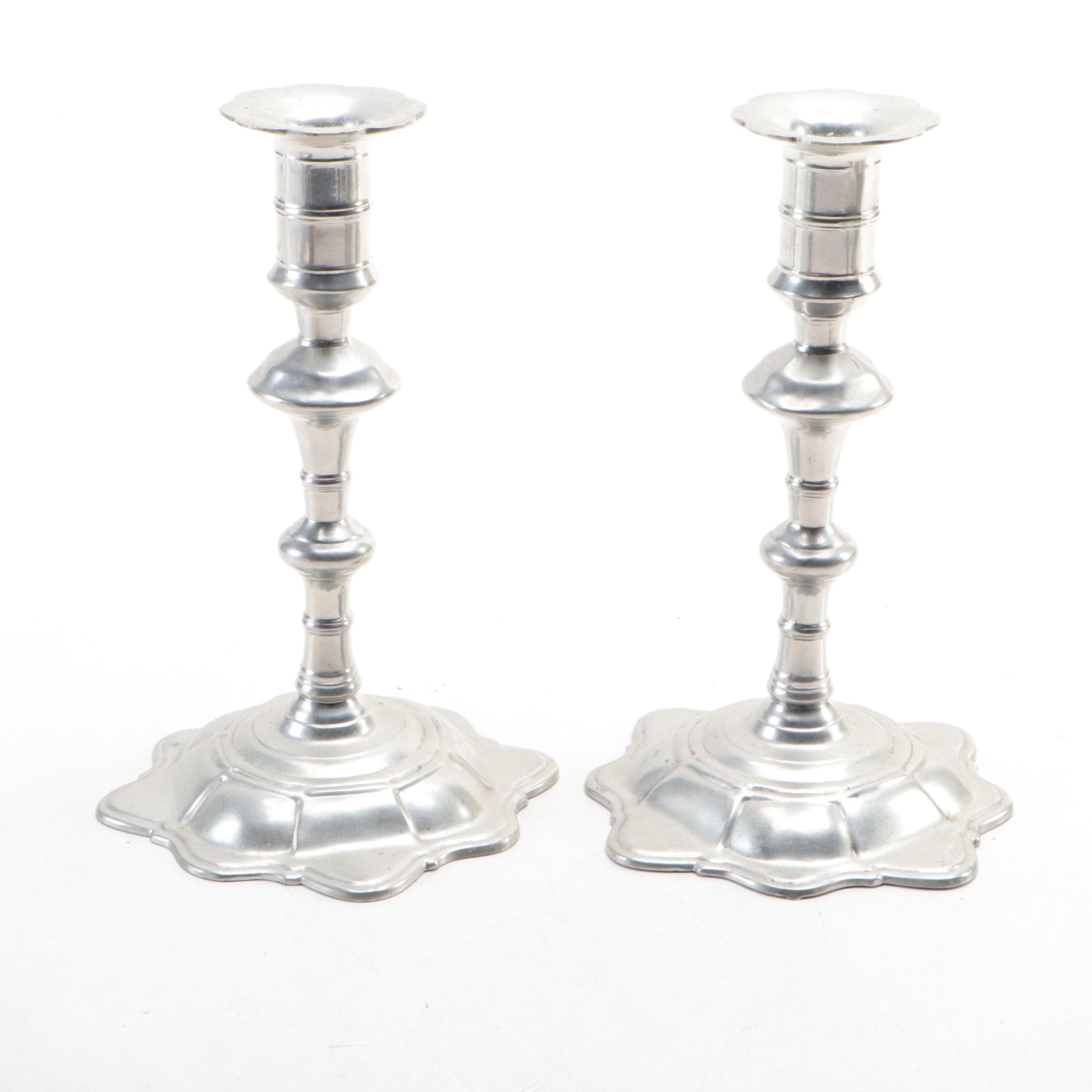 Kirk-Stieff Pewter Candlesticks with Other Shakers, Pot, Cup and Canister