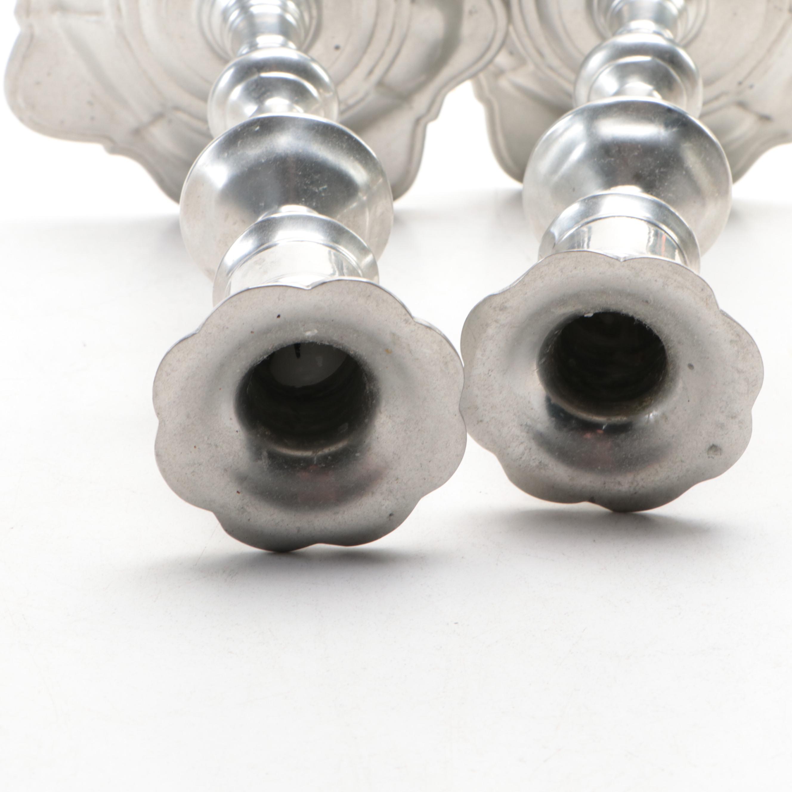 Kirk-Stieff Pewter Candlesticks with Other Shakers, Pot, Cup and Canister