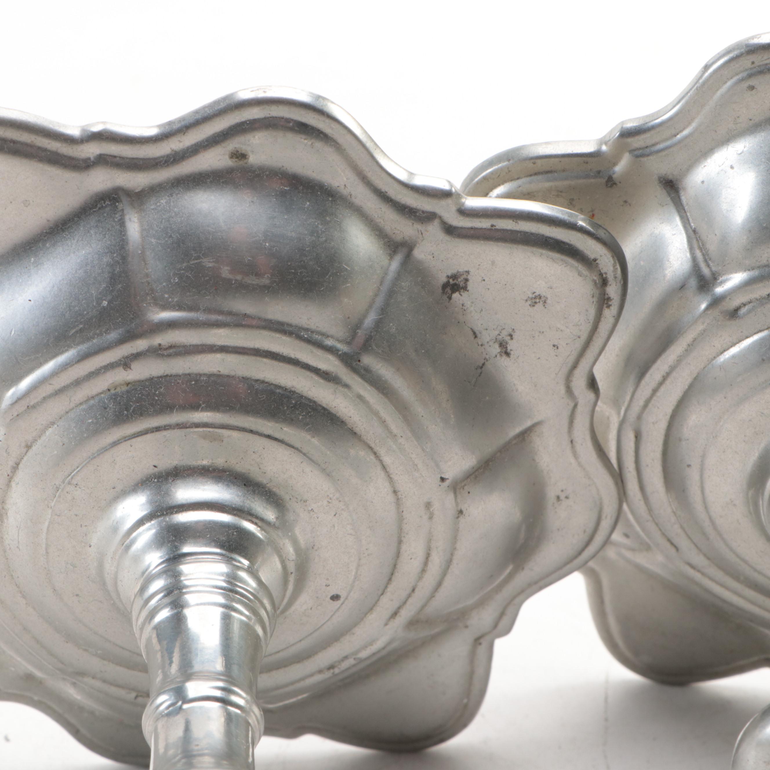 Kirk-Stieff Pewter Candlesticks with Other Shakers, Pot, Cup and Canister