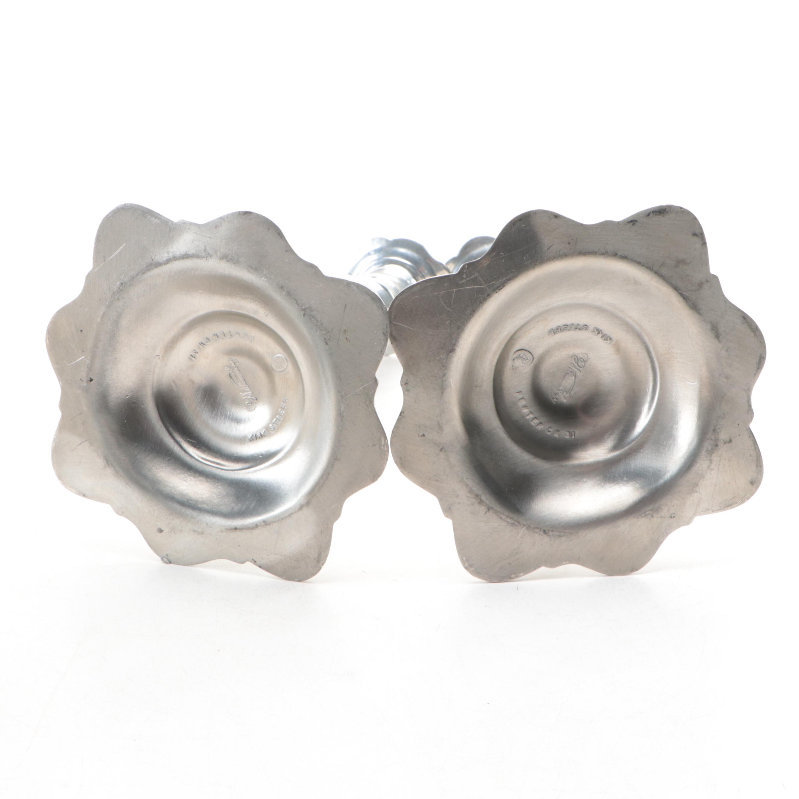 Kirk-Stieff Pewter Candlesticks with Other Shakers, Pot, Cup and Canister