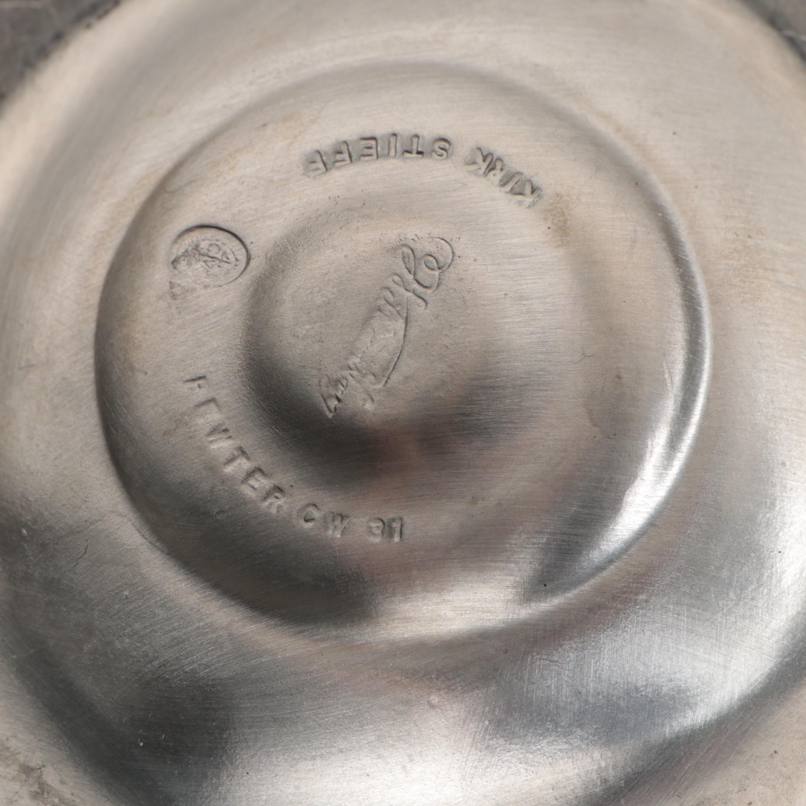 Kirk-Stieff Pewter Candlesticks with Other Shakers, Pot, Cup and Canister