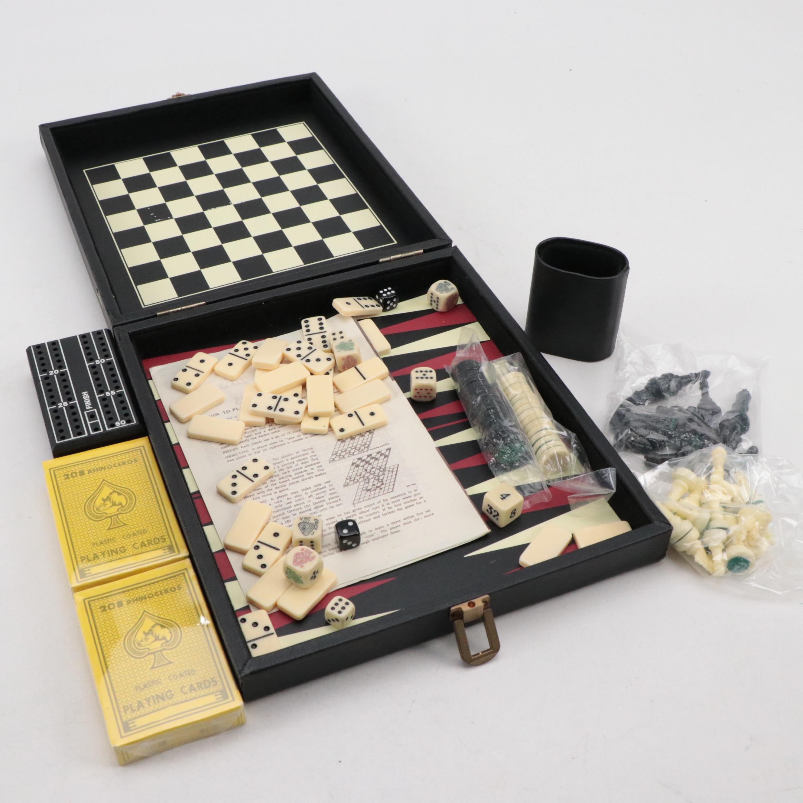 Sport Craft Dart Board with Backgammon, Poker Chips and More