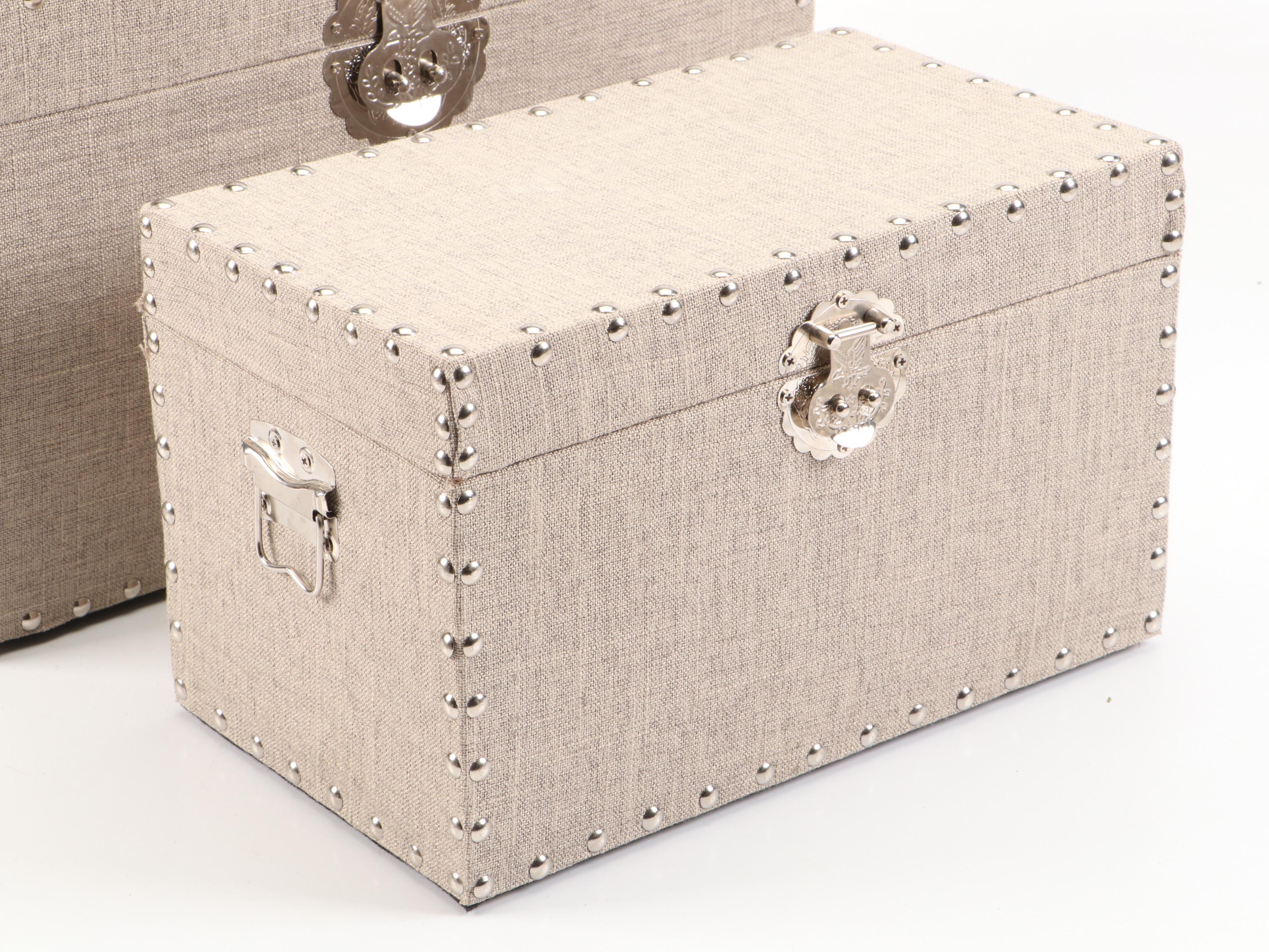 Tweed-Covered Boxes with Cast Metal Deer Antler Coat Hooks