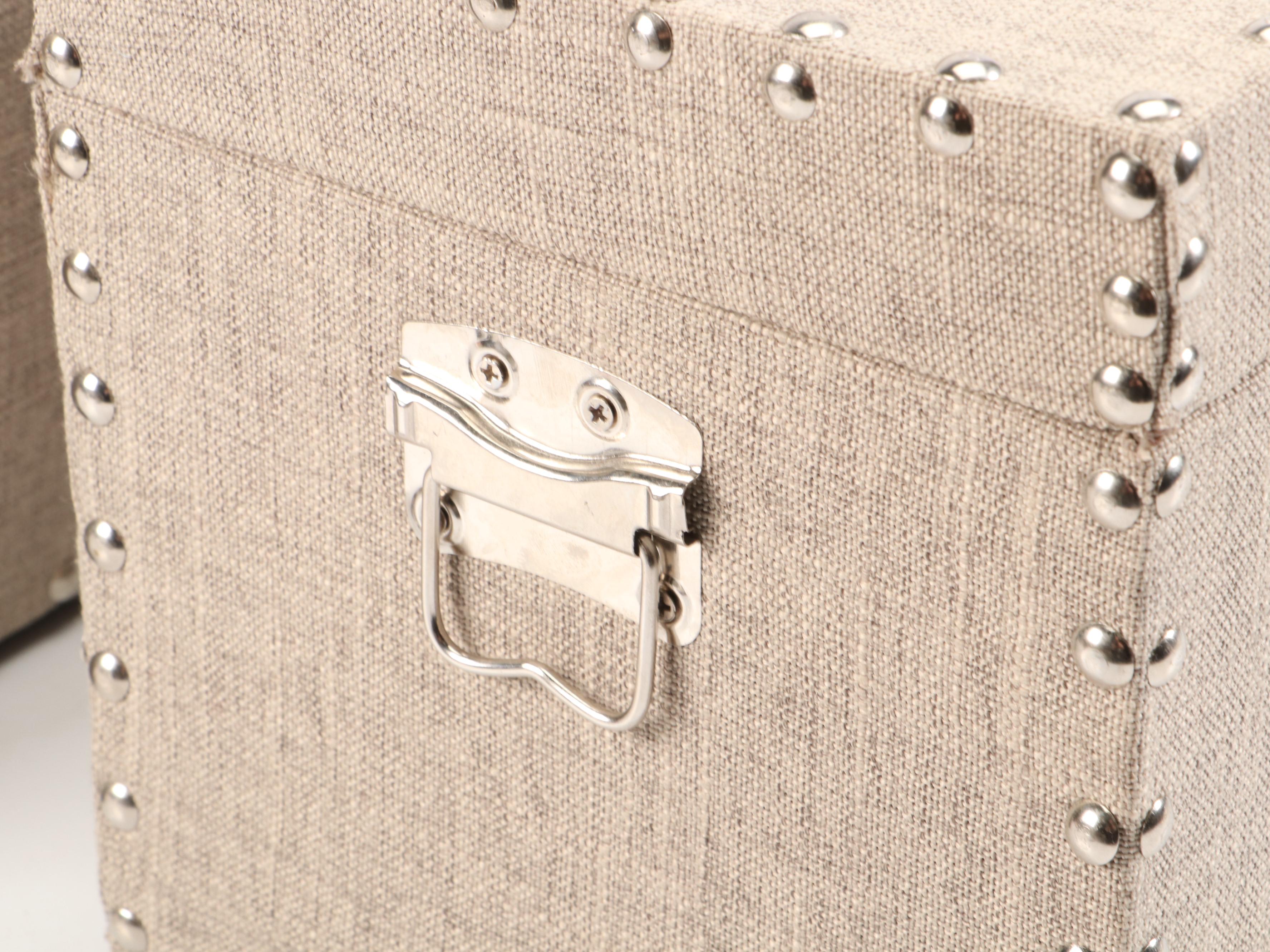 Tweed-Covered Boxes with Cast Metal Deer Antler Coat Hooks