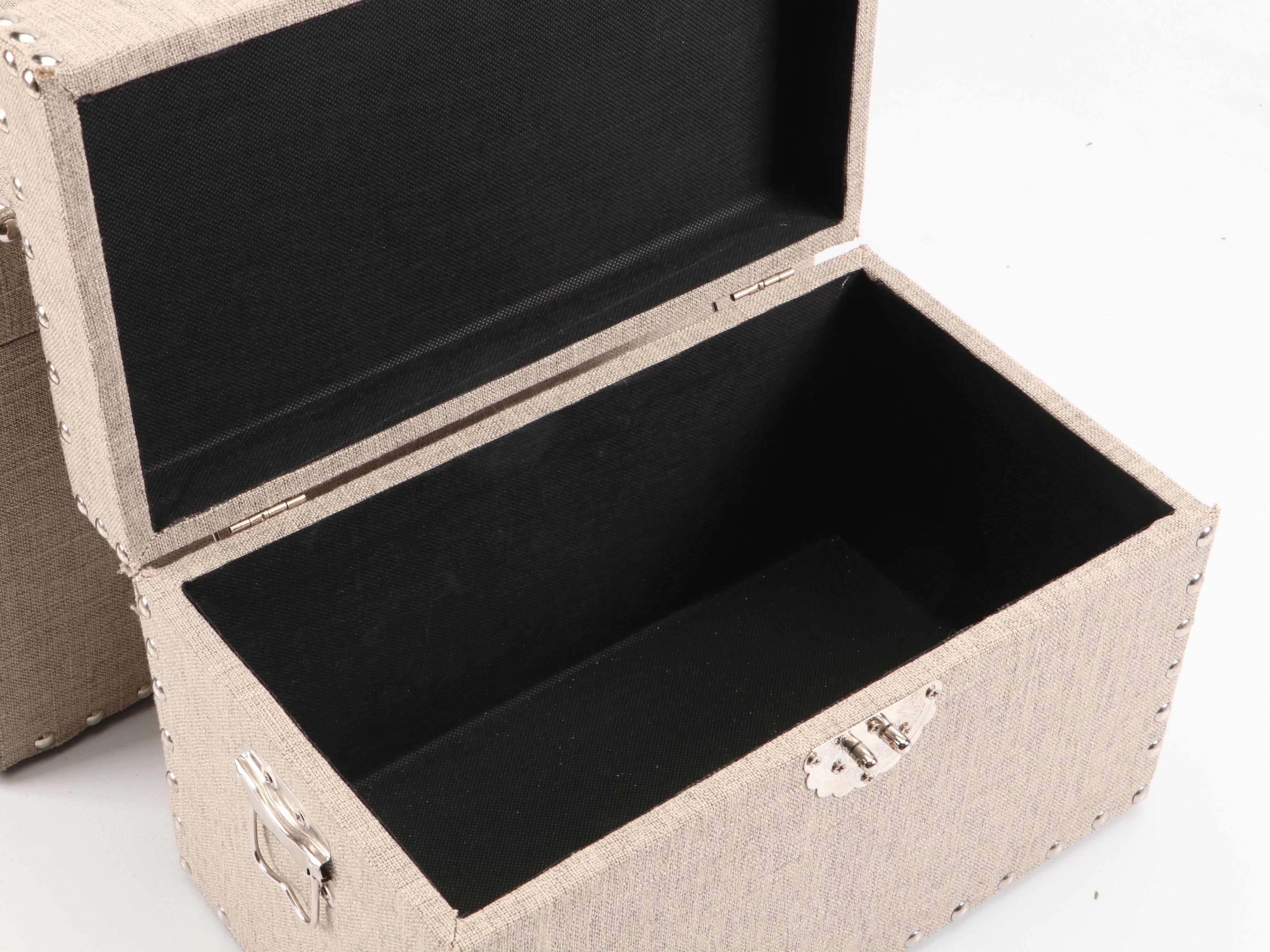 Tweed-Covered Boxes with Cast Metal Deer Antler Coat Hooks