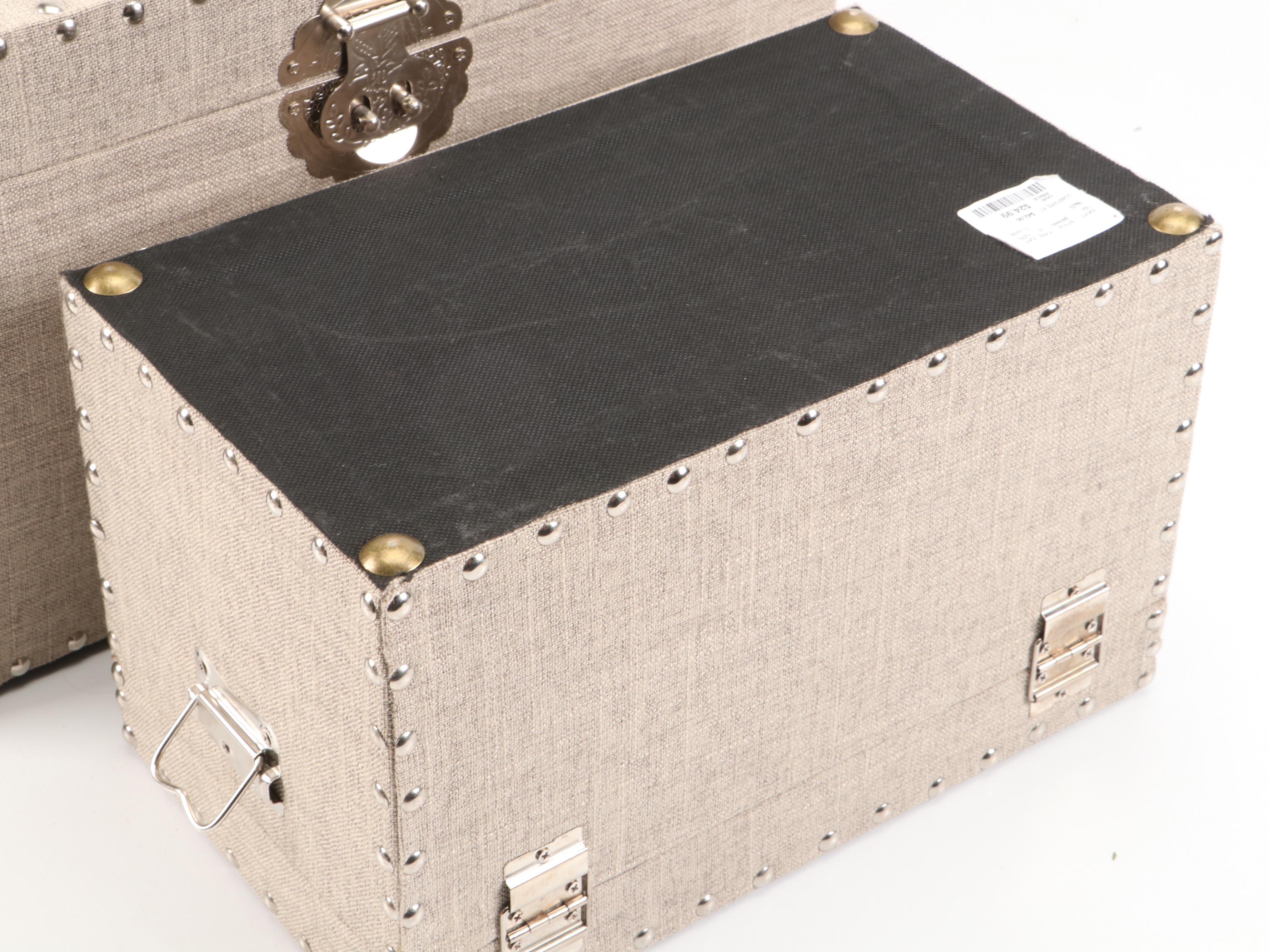 Tweed-Covered Boxes with Cast Metal Deer Antler Coat Hooks