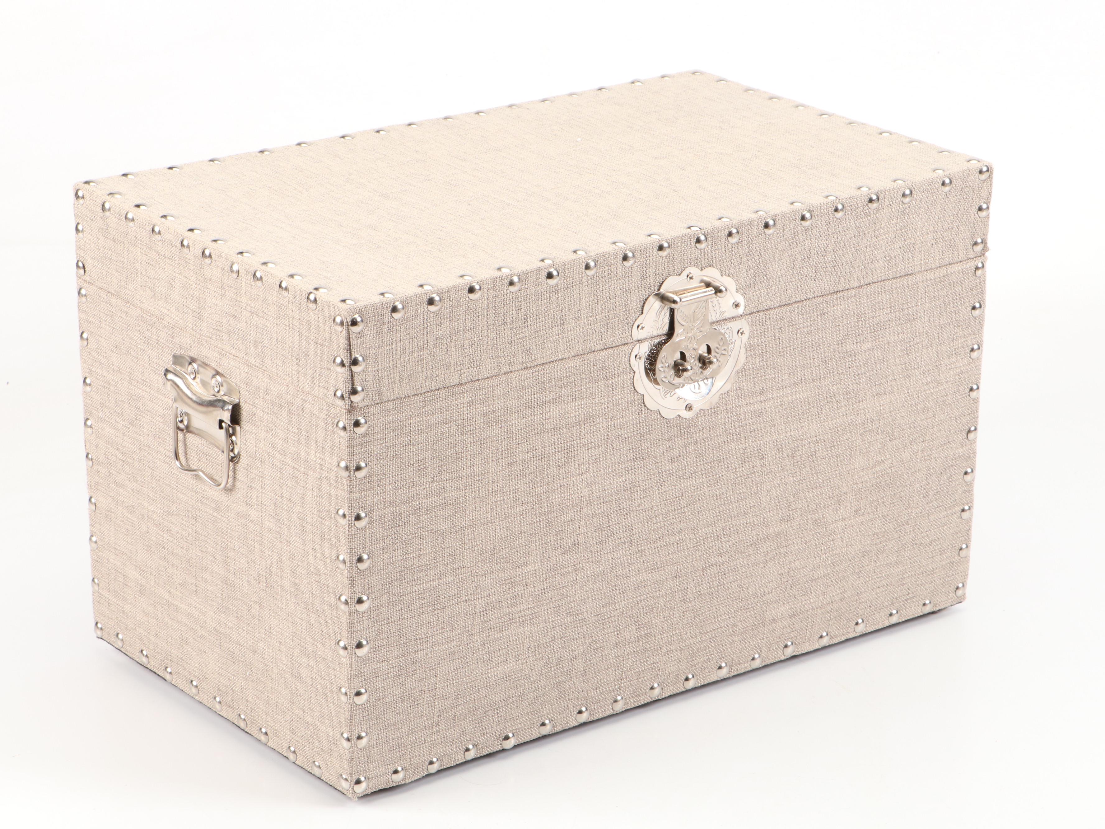 Tweed-Covered Boxes with Cast Metal Deer Antler Coat Hooks