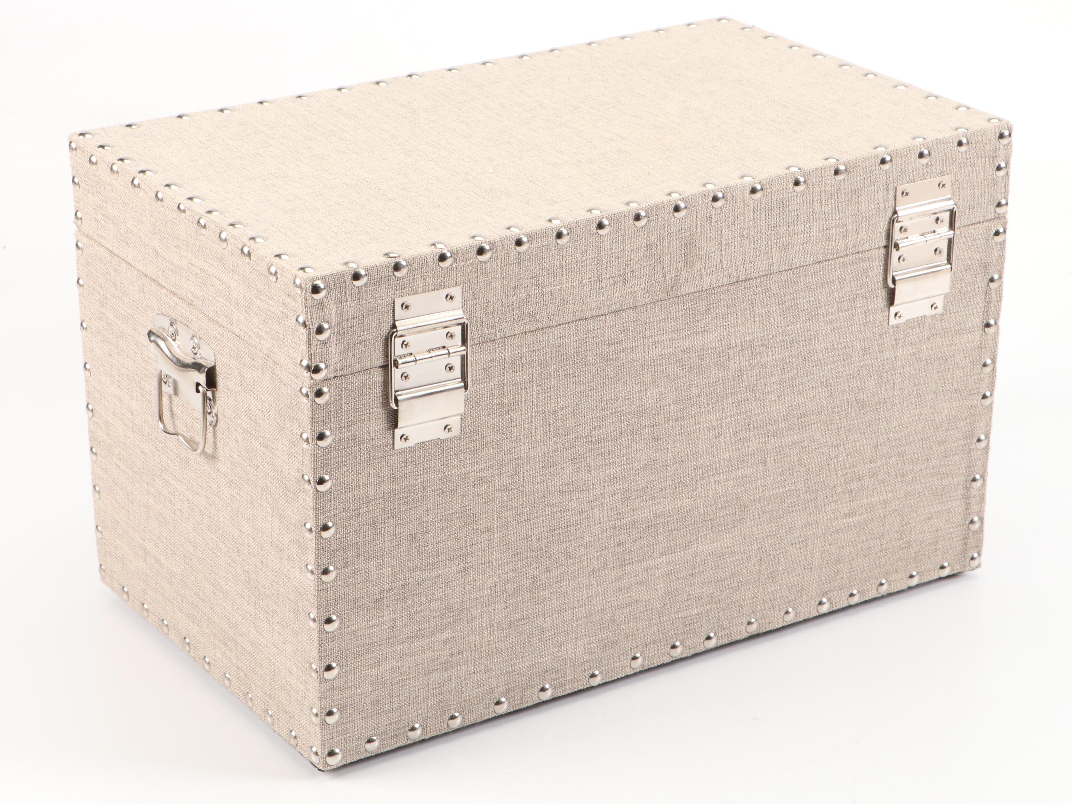 Tweed-Covered Boxes with Cast Metal Deer Antler Coat Hooks