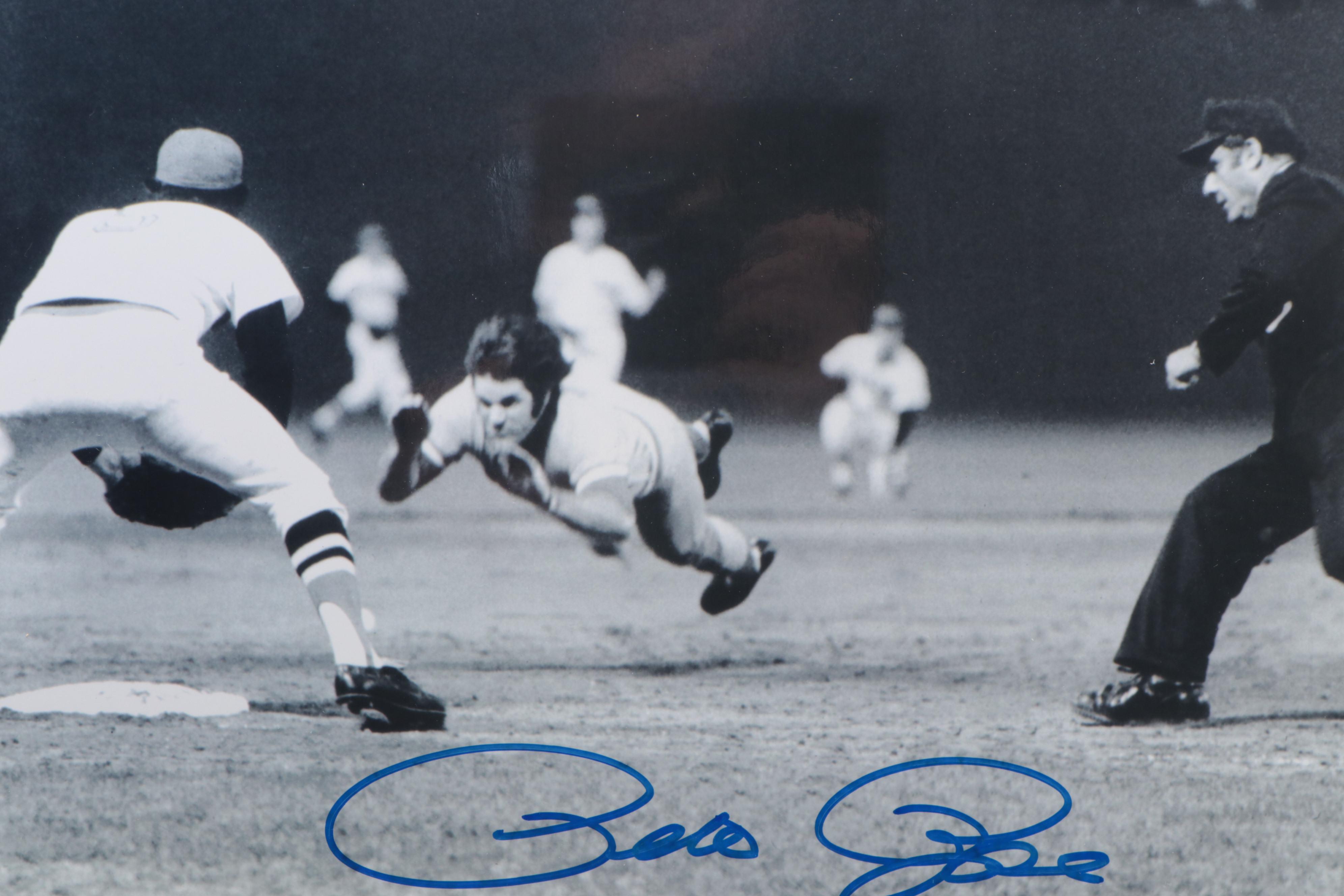 Pete Rose and Ron Lewis Signed Cincinnati Reds Print with More