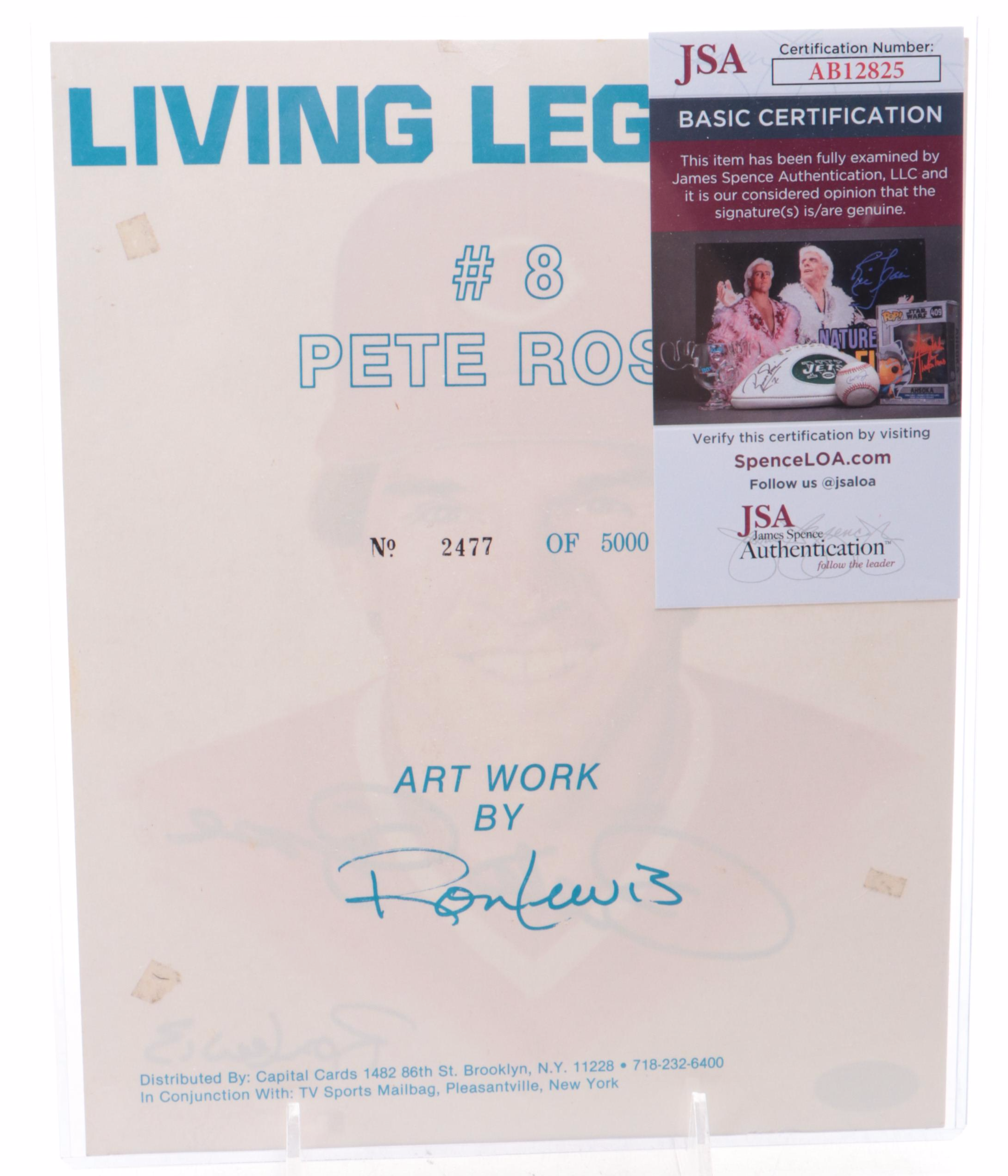 Pete Rose and Ron Lewis Signed Cincinnati Reds Print with More