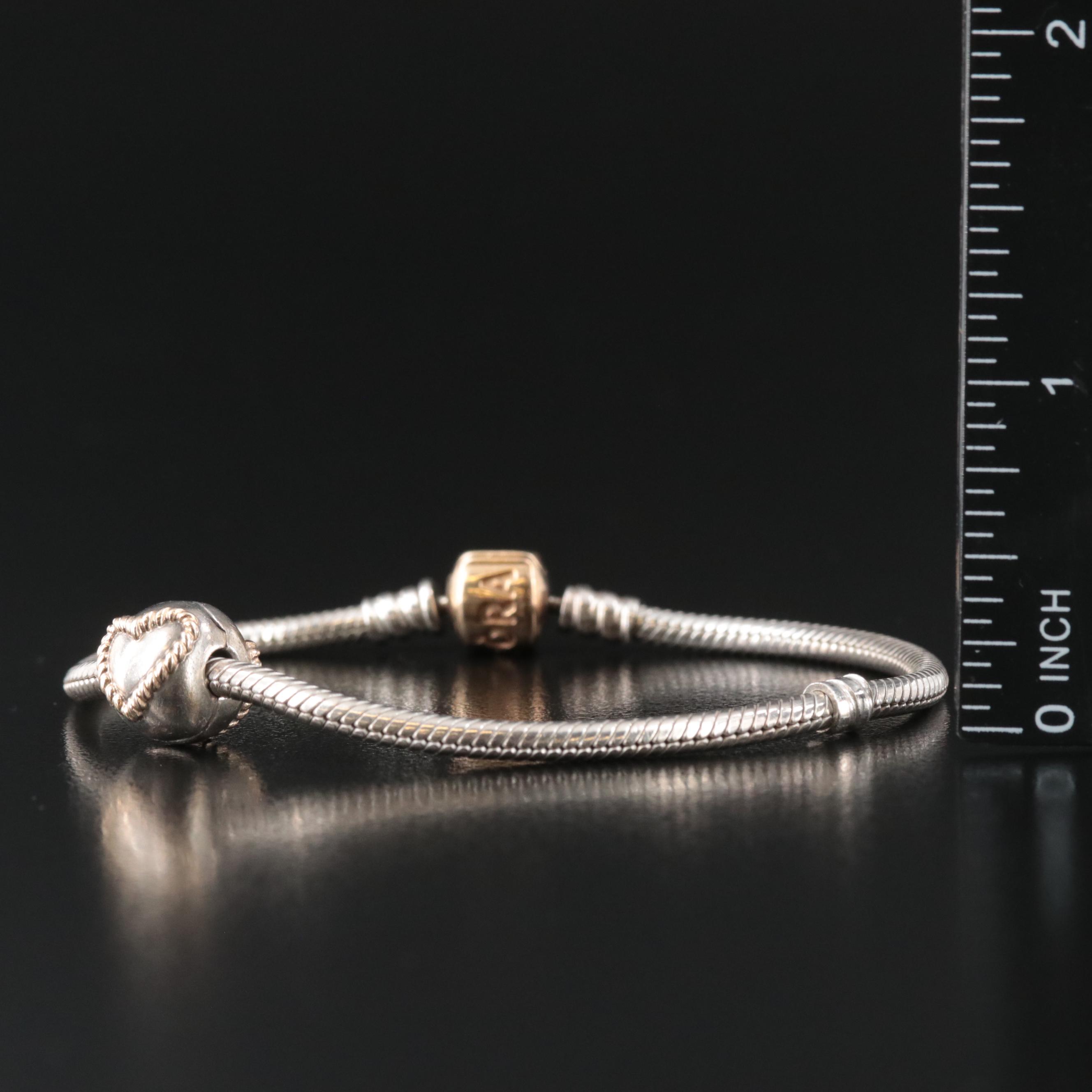 Pandora Sterling Clip and Bracelet with 14K Clasp