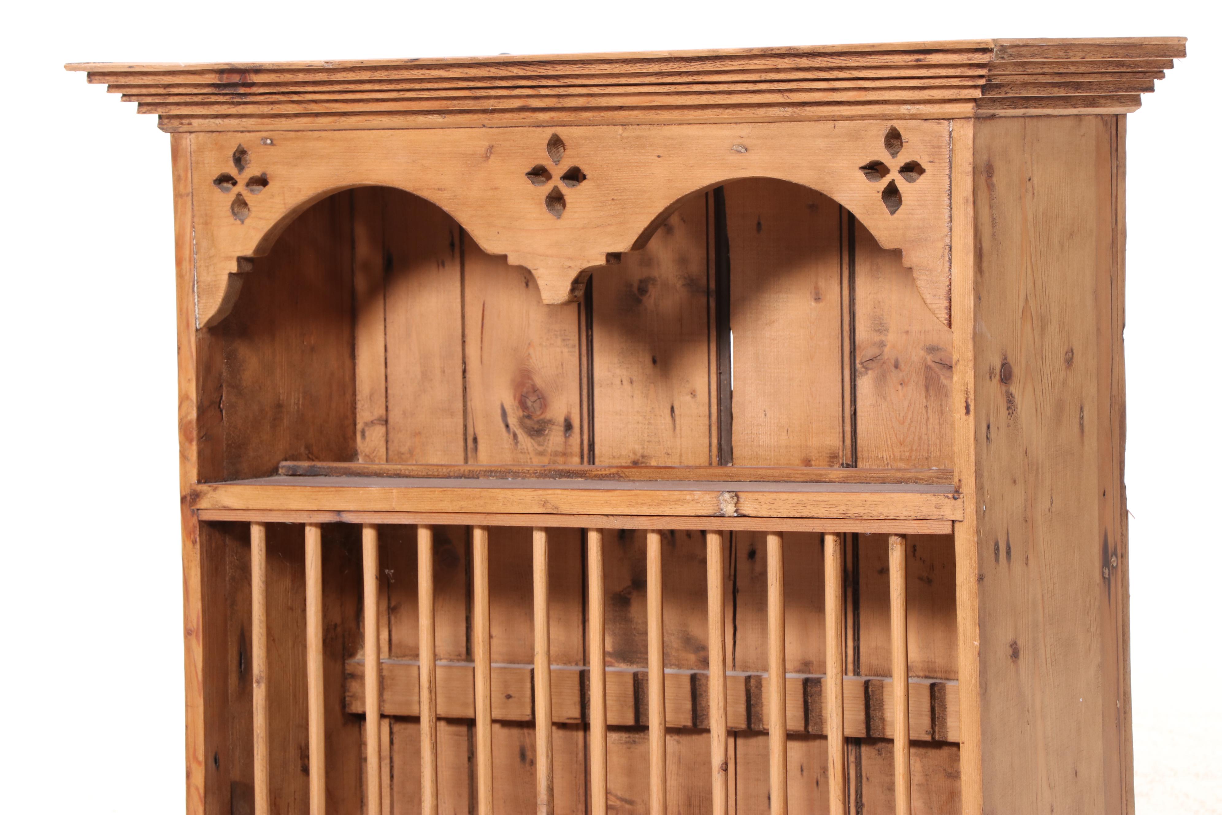 American Primitive Pine Wall Mount Plate Rack, 19th Century