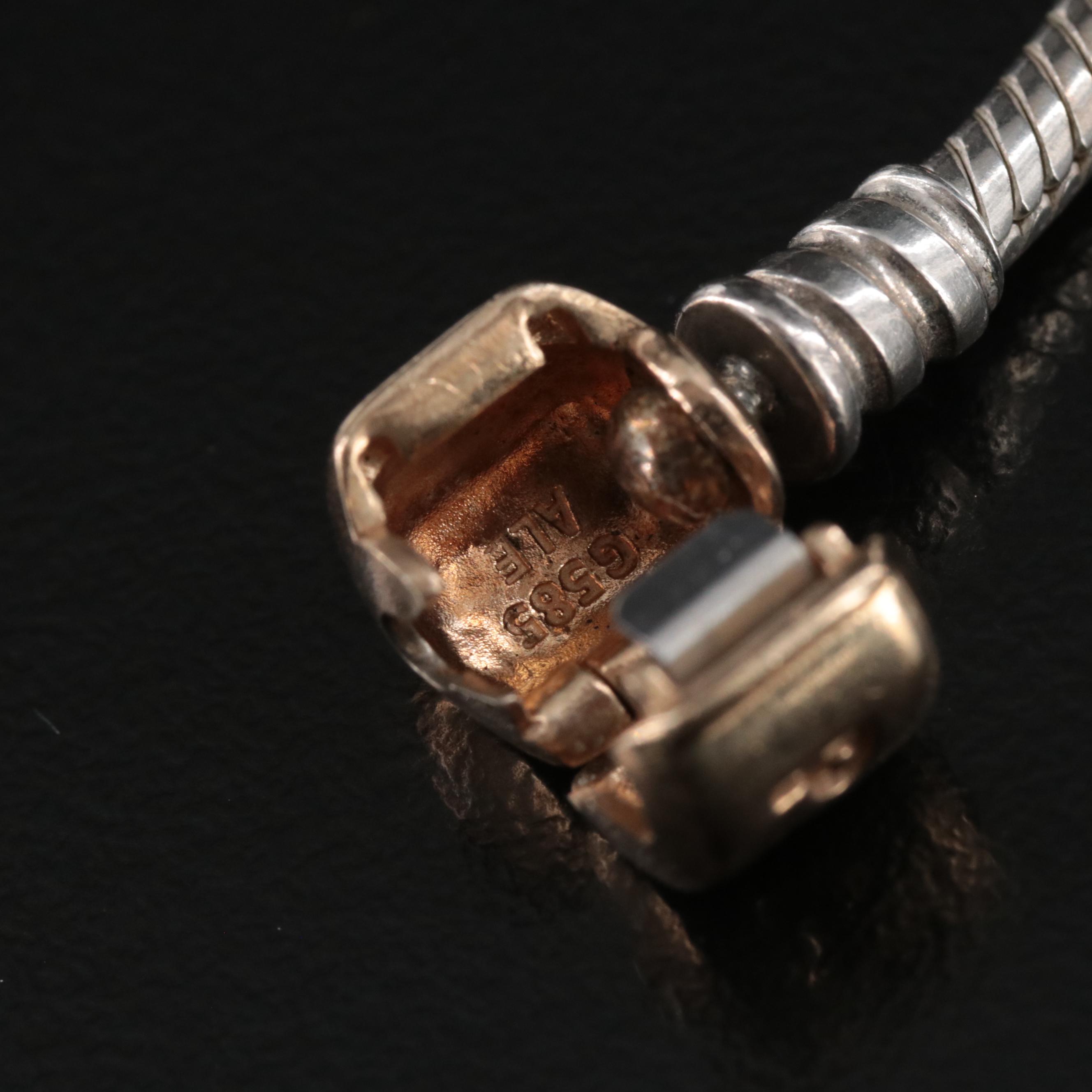 Pandora Sterling Clip and Bracelet with 14K Clasp