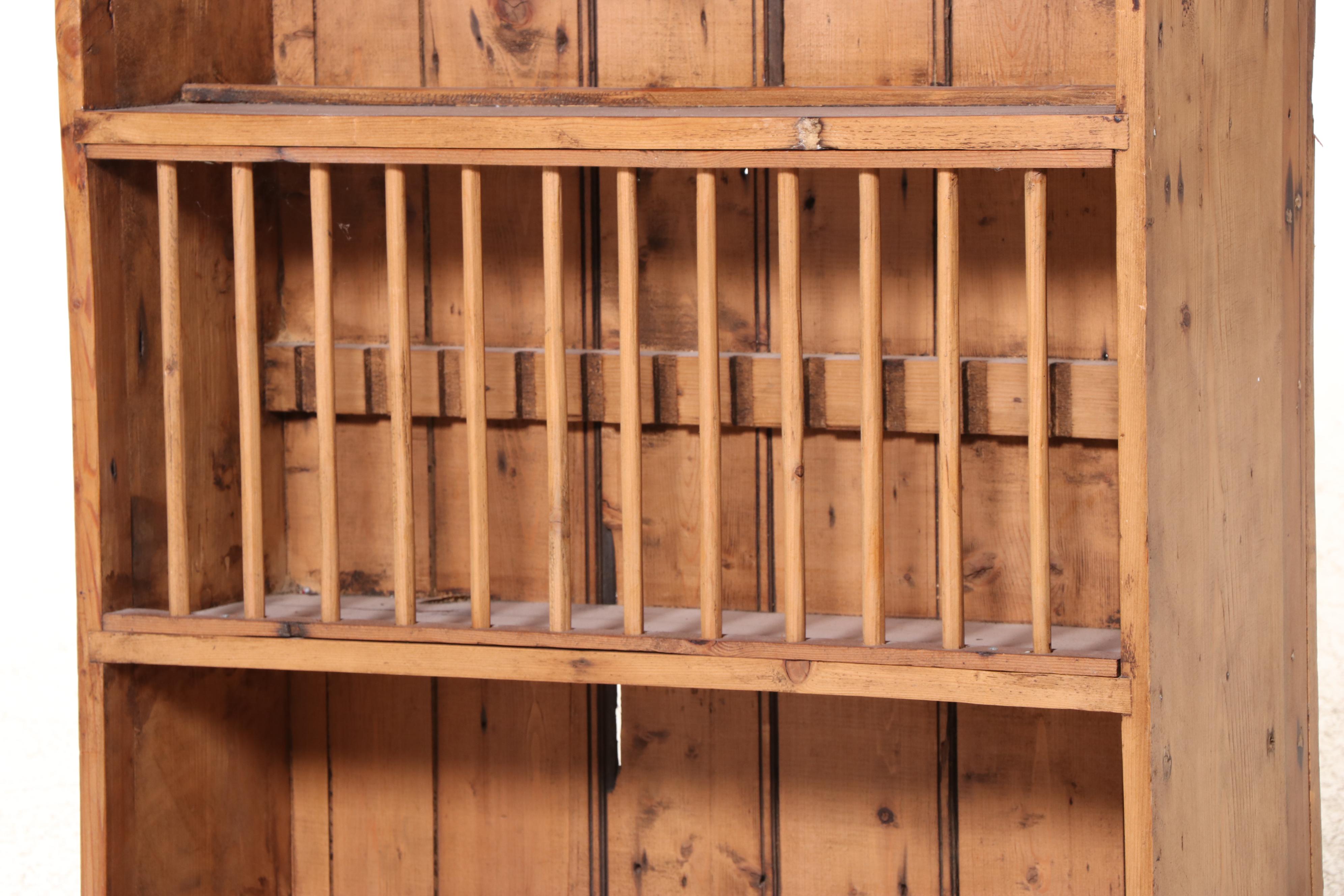 American Primitive Pine Wall Mount Plate Rack, 19th Century