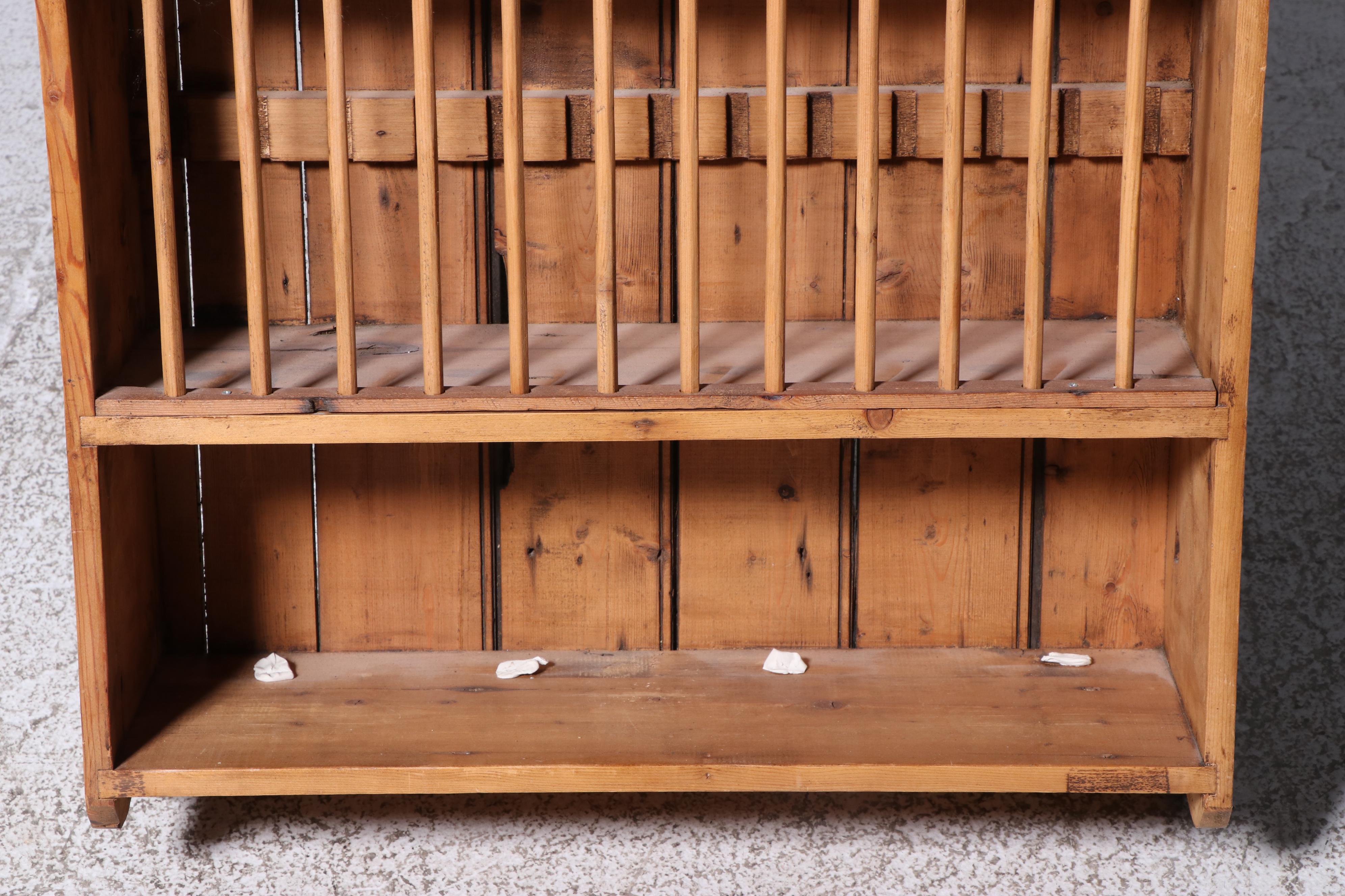 American Primitive Pine Wall Mount Plate Rack, 19th Century