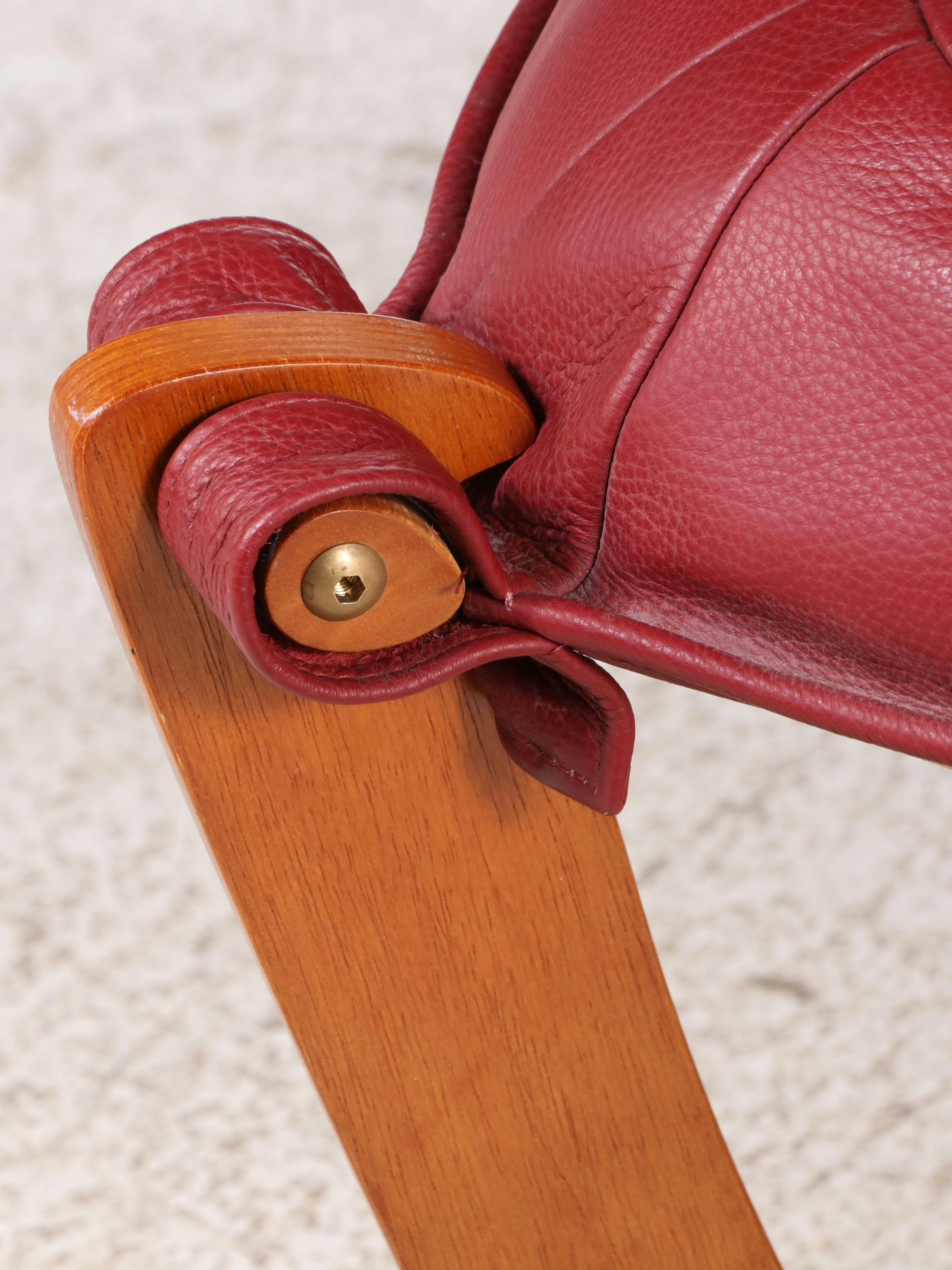 Pair of Odd Knutsen for IMG "Luna" Leather High-Back Lounge Chairs with Ottomans