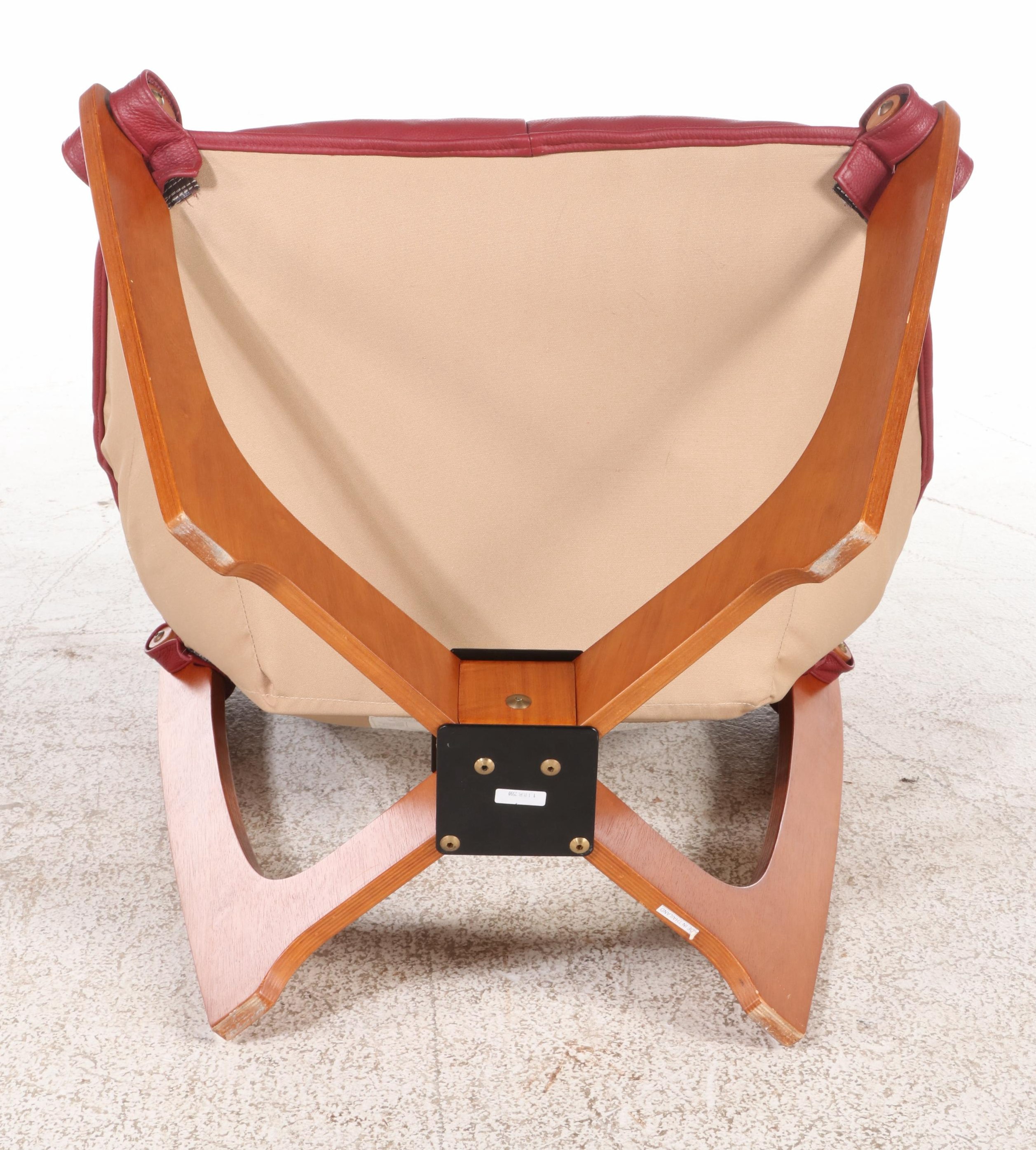 Pair of Odd Knutsen for IMG "Luna" Leather High-Back Lounge Chairs with Ottomans