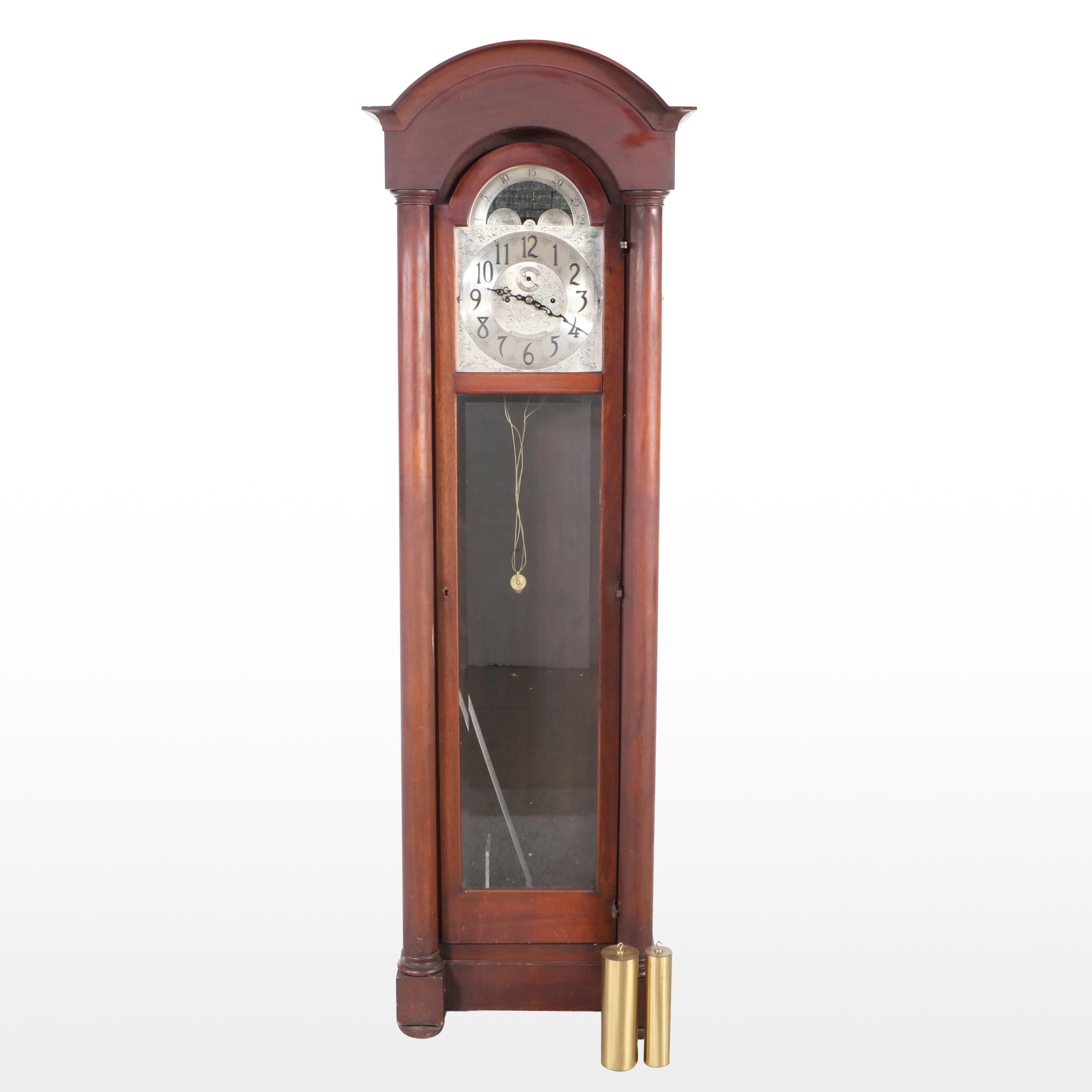 Frank Herschede Mahogany Grandfather Clock, Early to Mid-20th Century