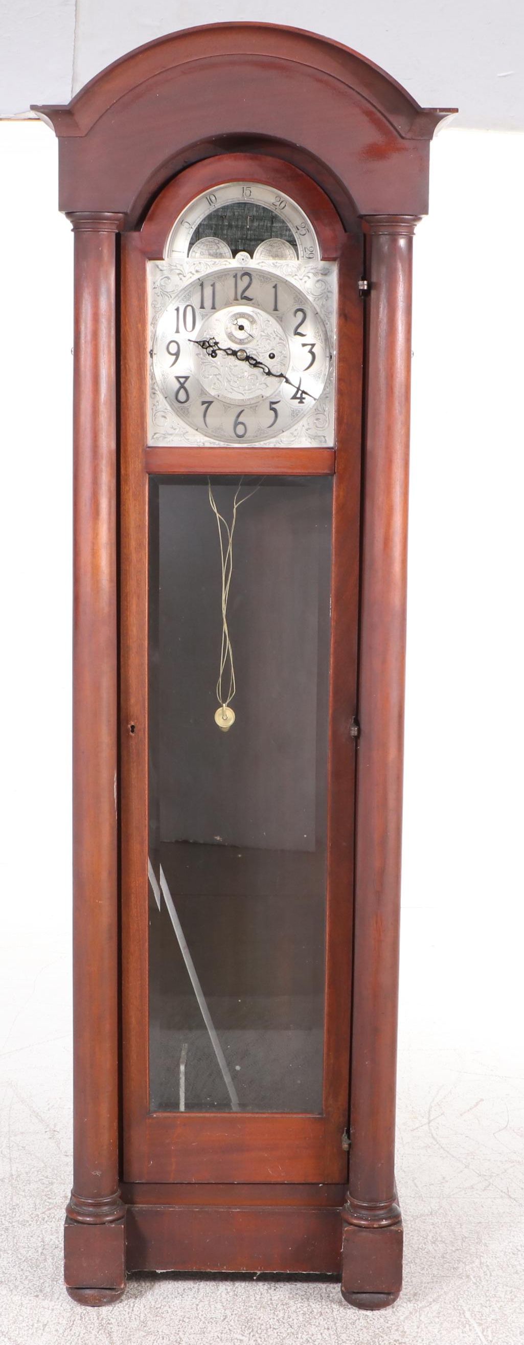 Frank Herschede Mahogany Grandfather Clock, Early to Mid-20th Century