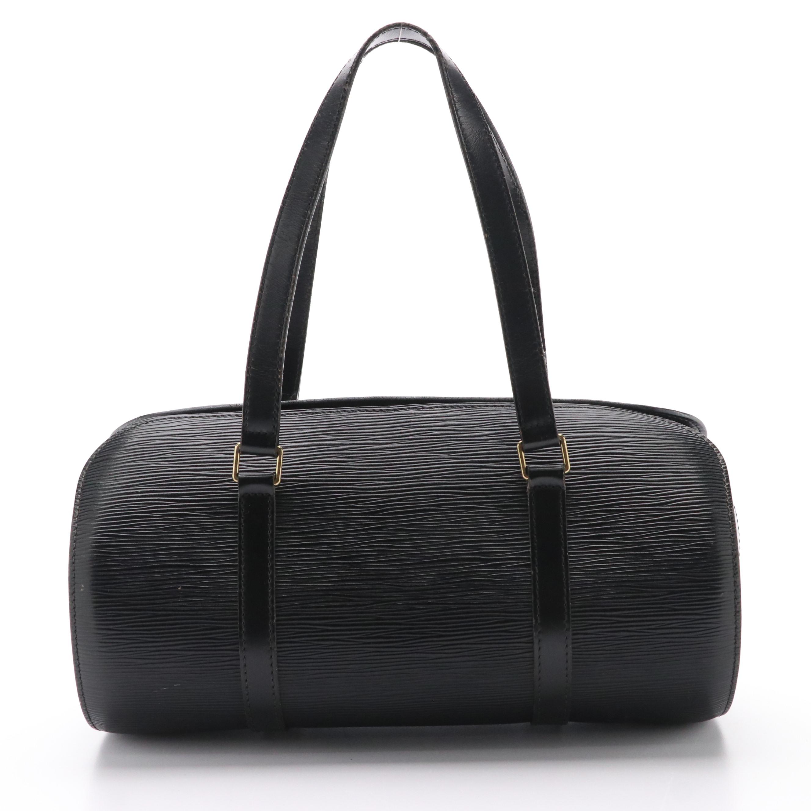 Louis Vuitton Soufflot Barrel Bag in Black Epi Leather