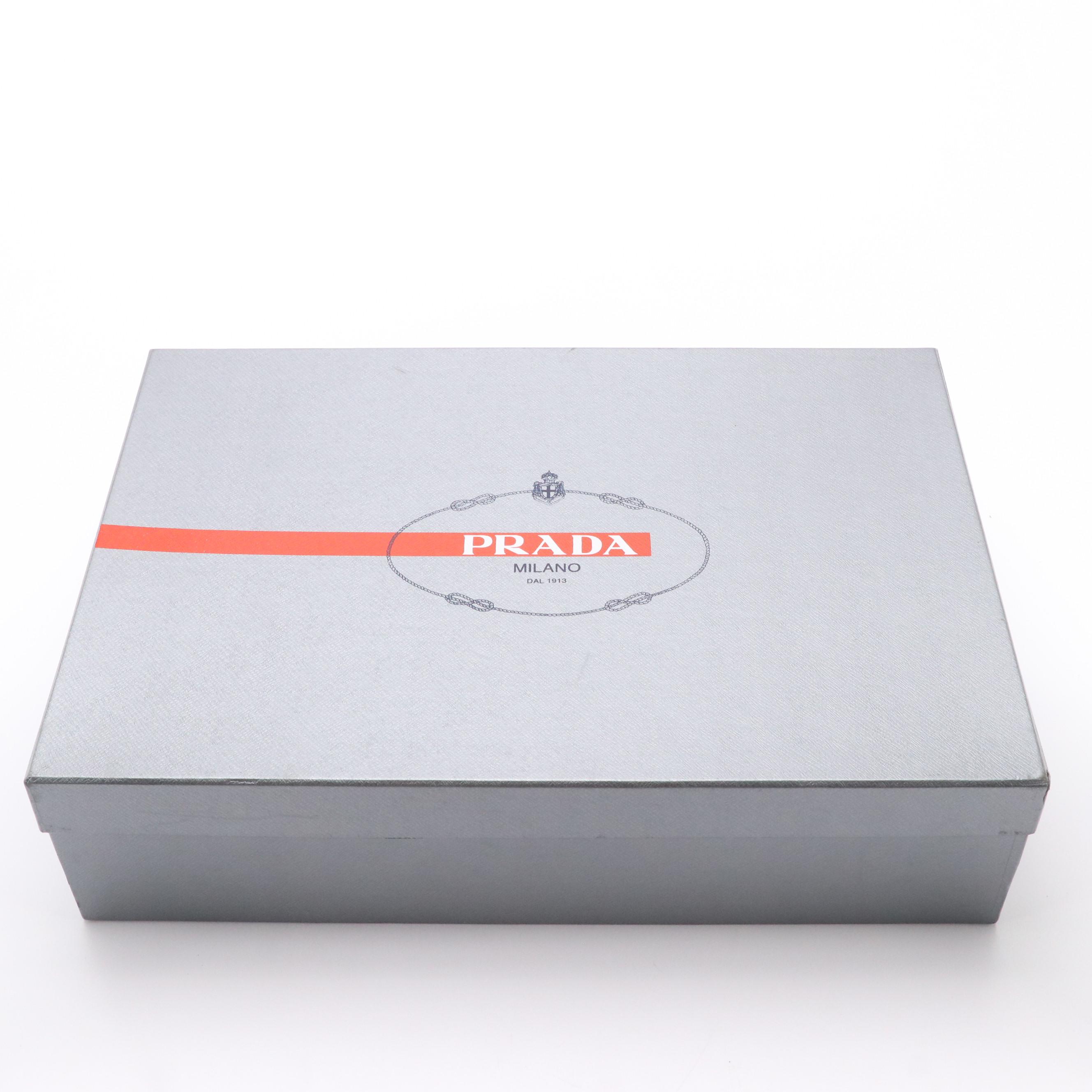 Prada Camouflage Accented Leather Mid-Calf Platform Combat Boots in Box