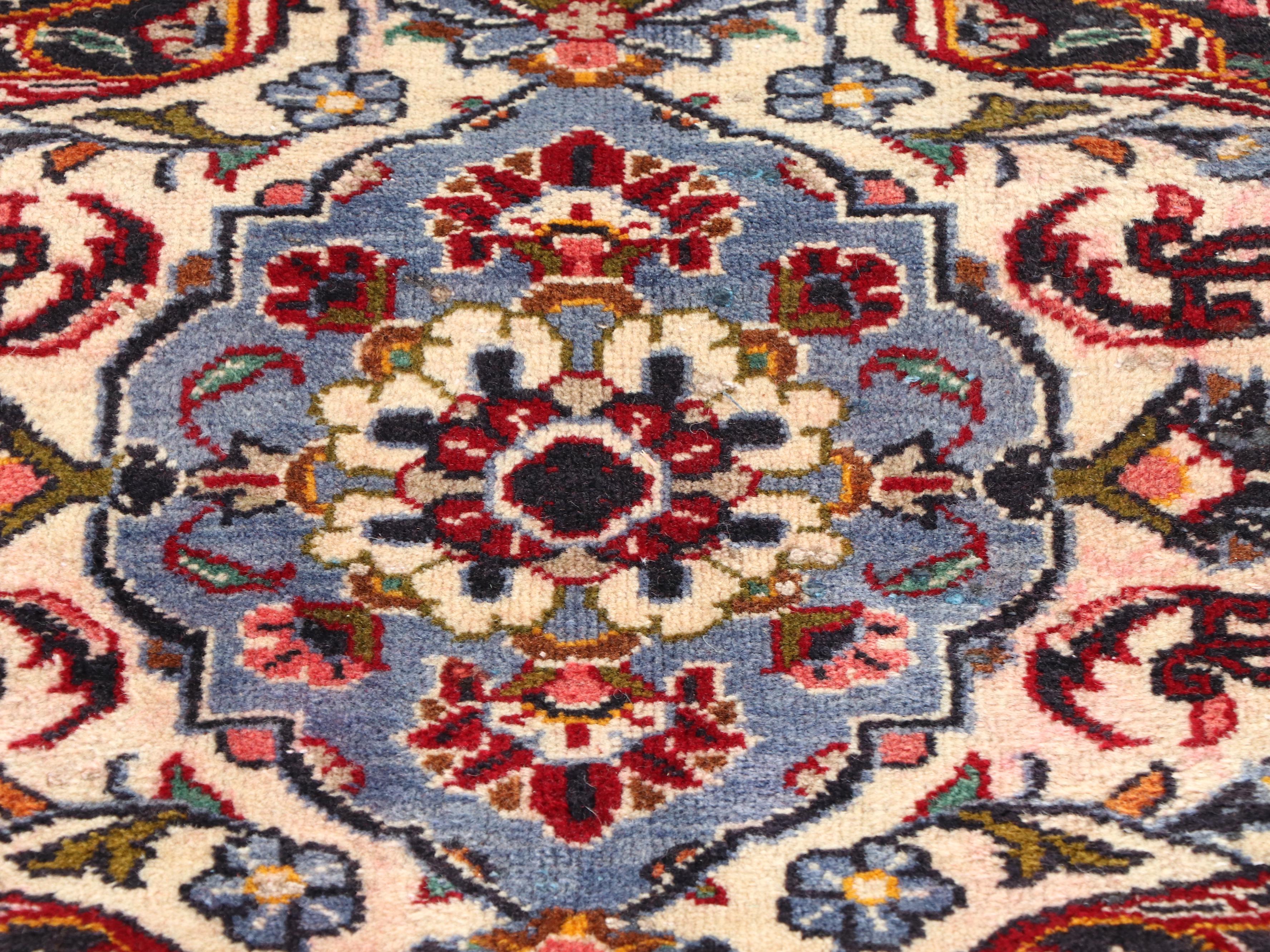 9'4 x 12'8 Hand-Knotted Persian Kashan Room-Sized Rug