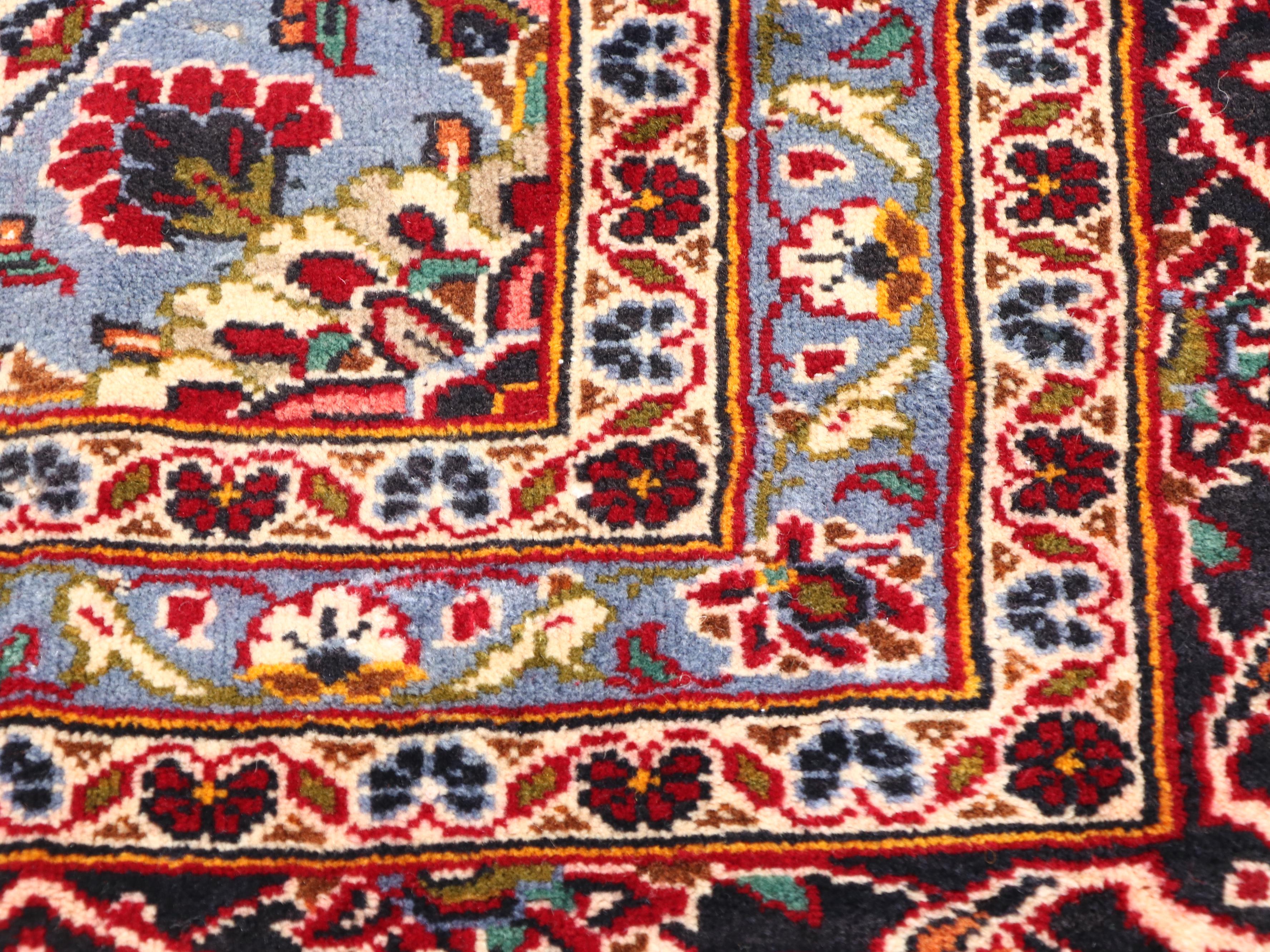 9'4 x 12'8 Hand-Knotted Persian Kashan Room-Sized Rug