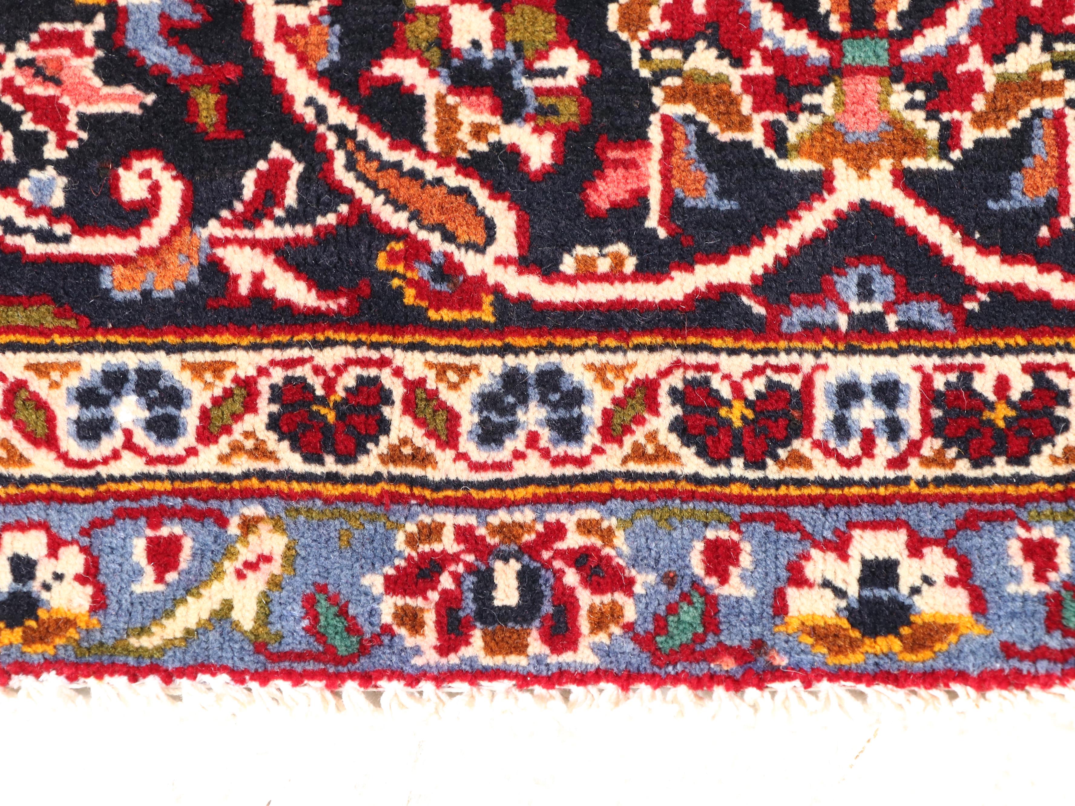 9'4 x 12'8 Hand-Knotted Persian Kashan Room-Sized Rug