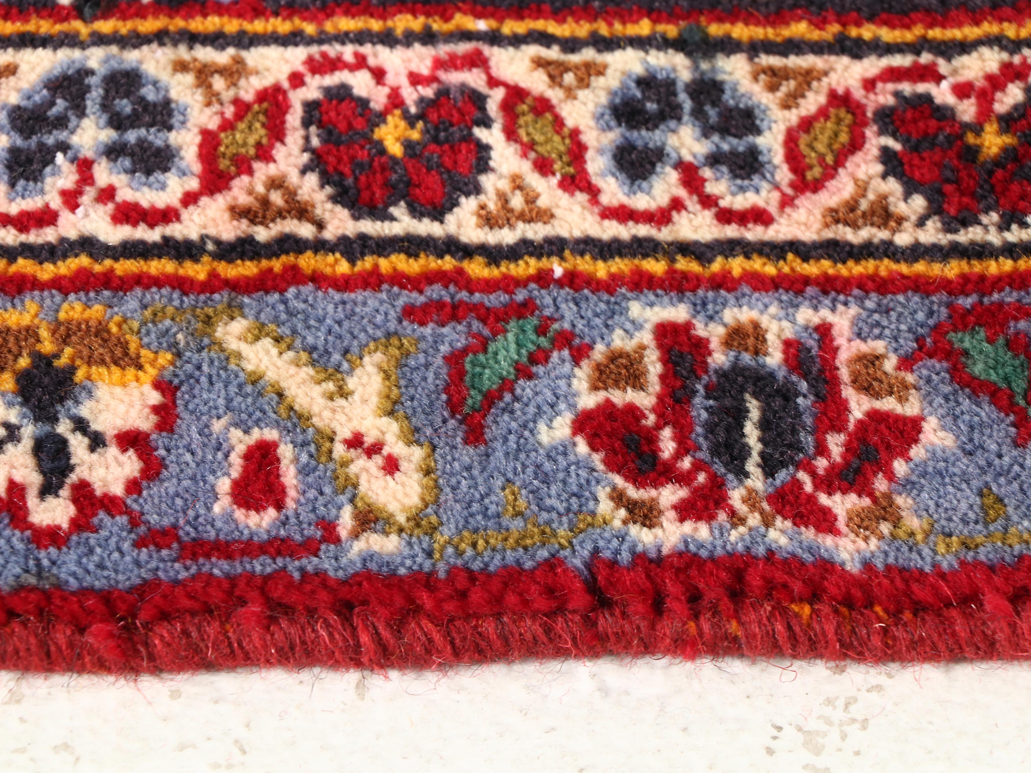 9'4 x 12'8 Hand-Knotted Persian Kashan Room-Sized Rug