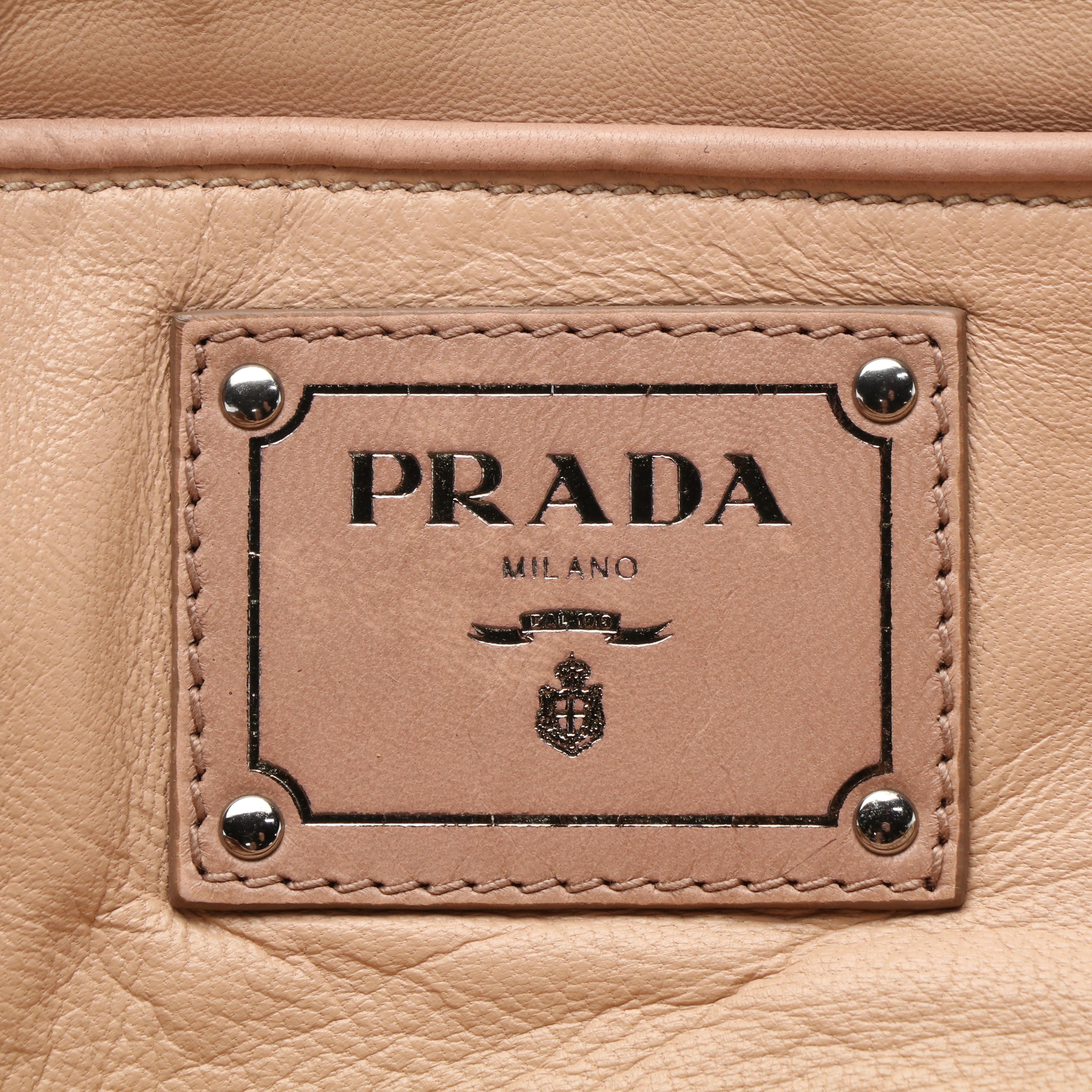 Prada Beige Calfskin Tessuto Gaufre Tote