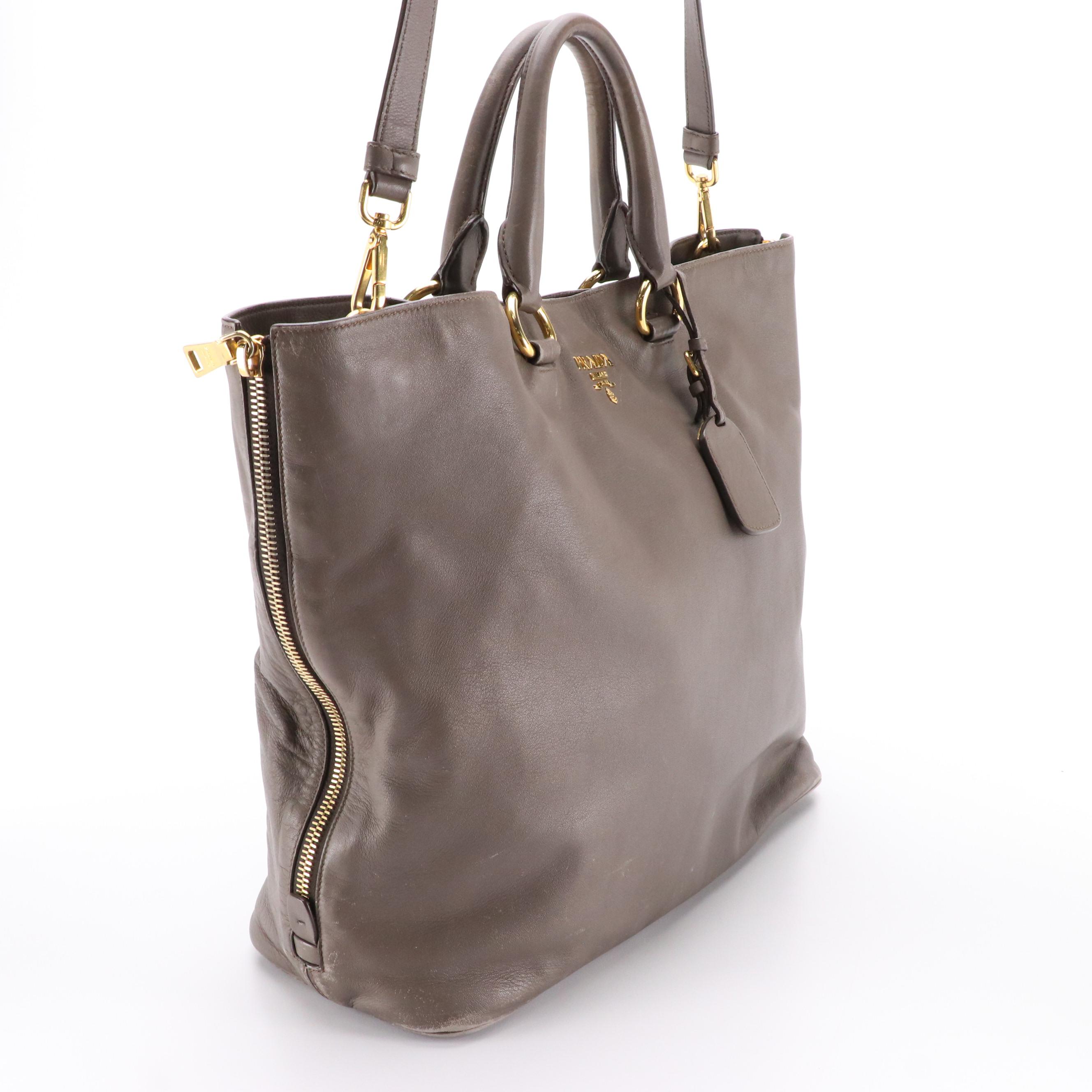 Prada Soft Calf Leather Two-Way Tote Bag