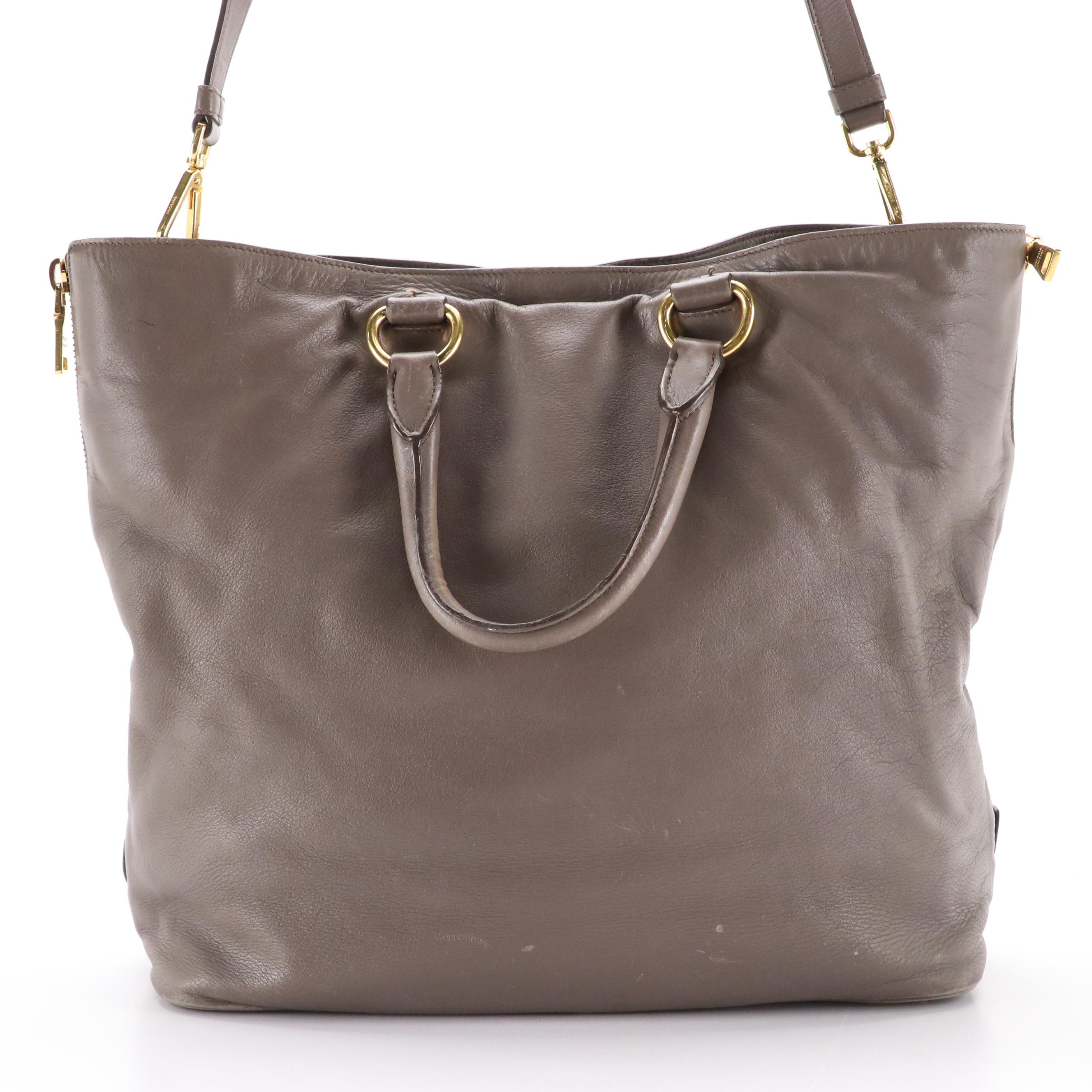 Prada Soft Calf Leather Two-Way Tote Bag