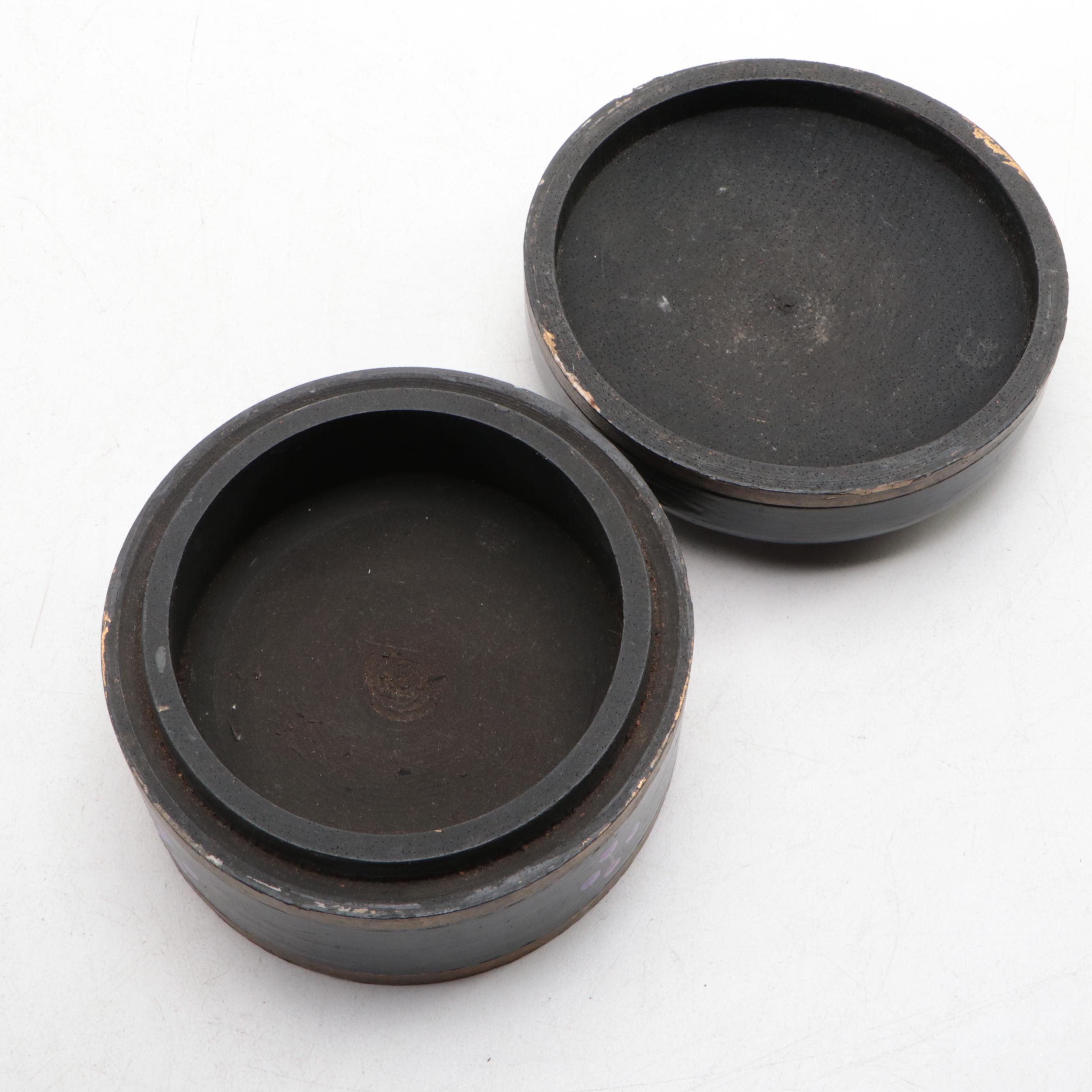 Indonesian Hand-Carved and Painted Wood Lidded Box with Lacquerware Boxes