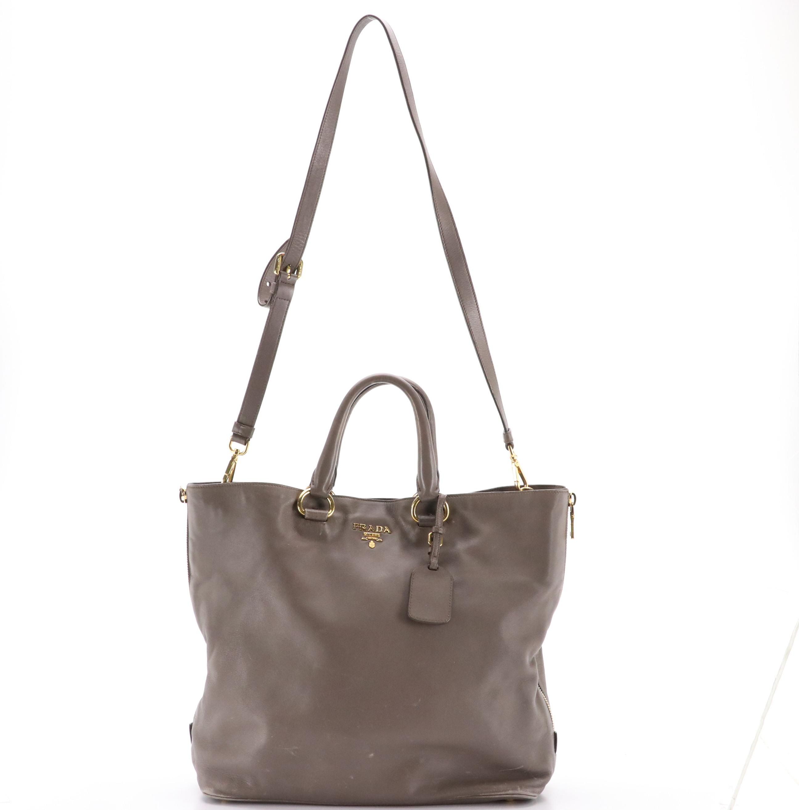 Prada Soft Calf Leather Two-Way Tote Bag