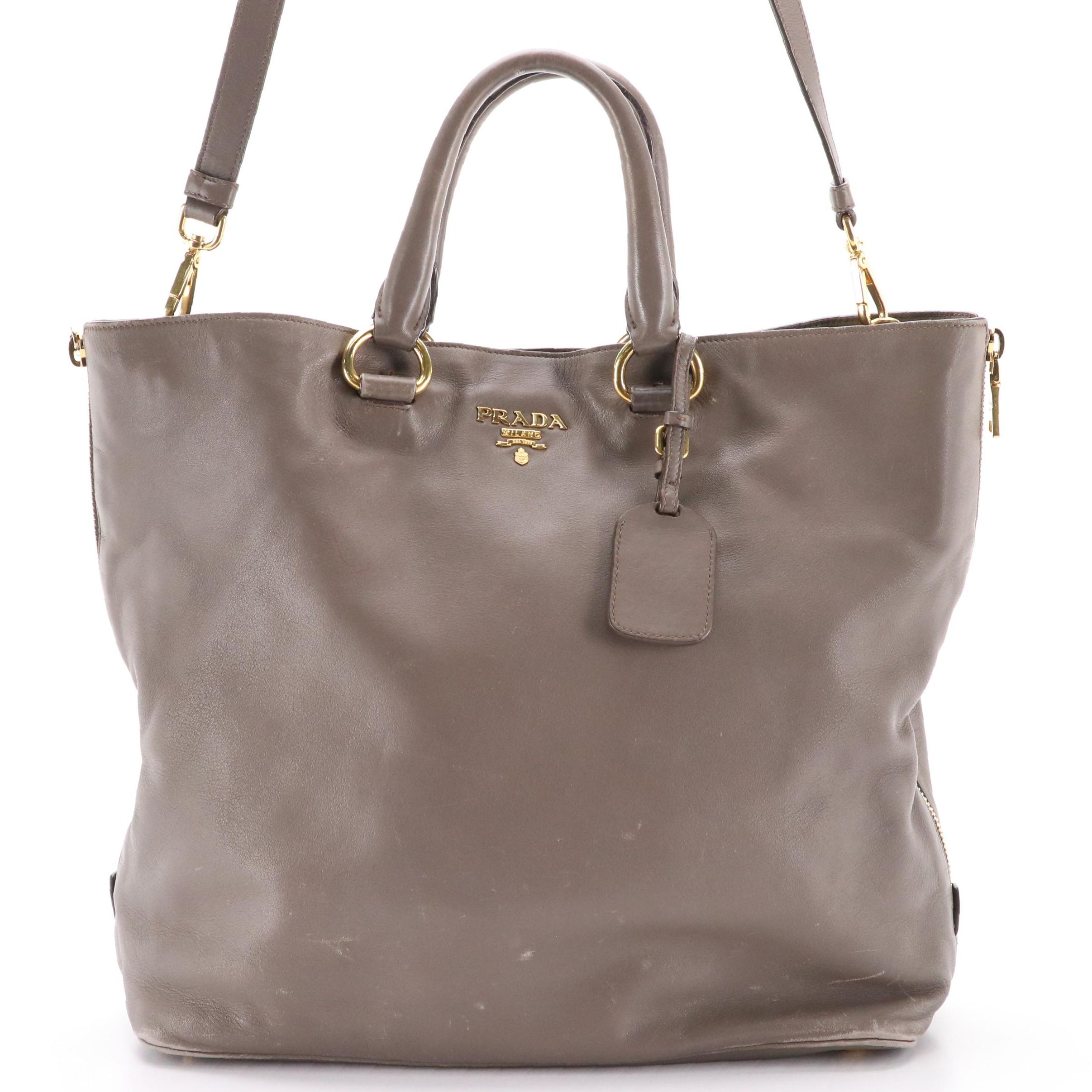 Prada Soft Calf Leather Two-Way Tote Bag